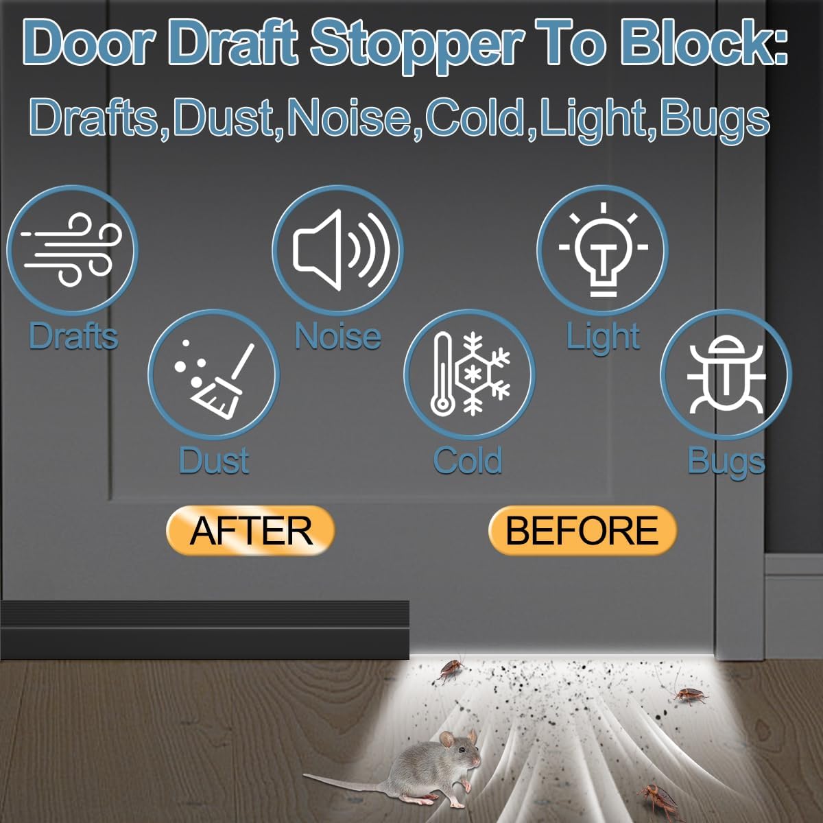 39 Inch Door Draft Stopper 2 Pack Black & Brown