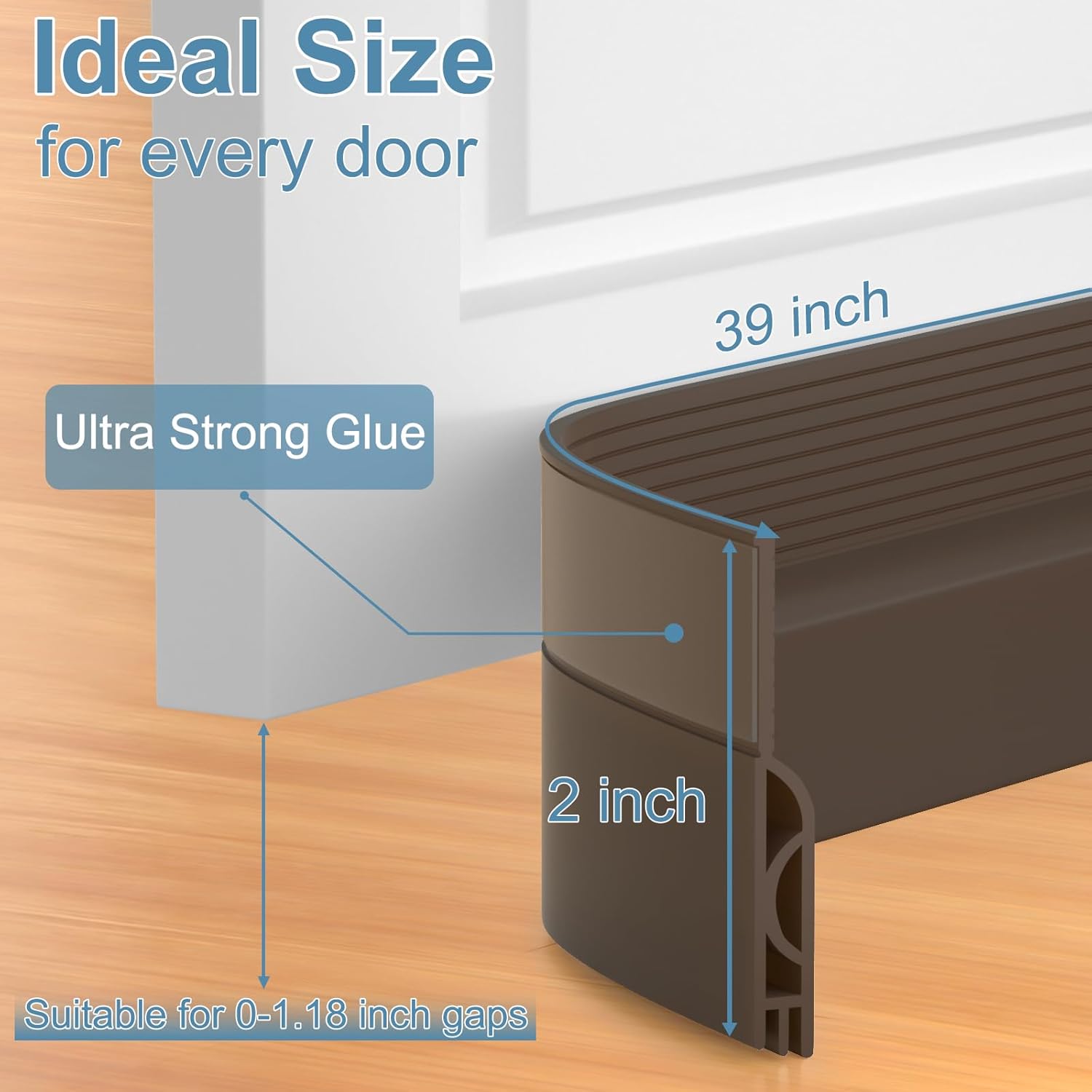 39 Inch Door Draft Stopper 2 Pack Black & Brown