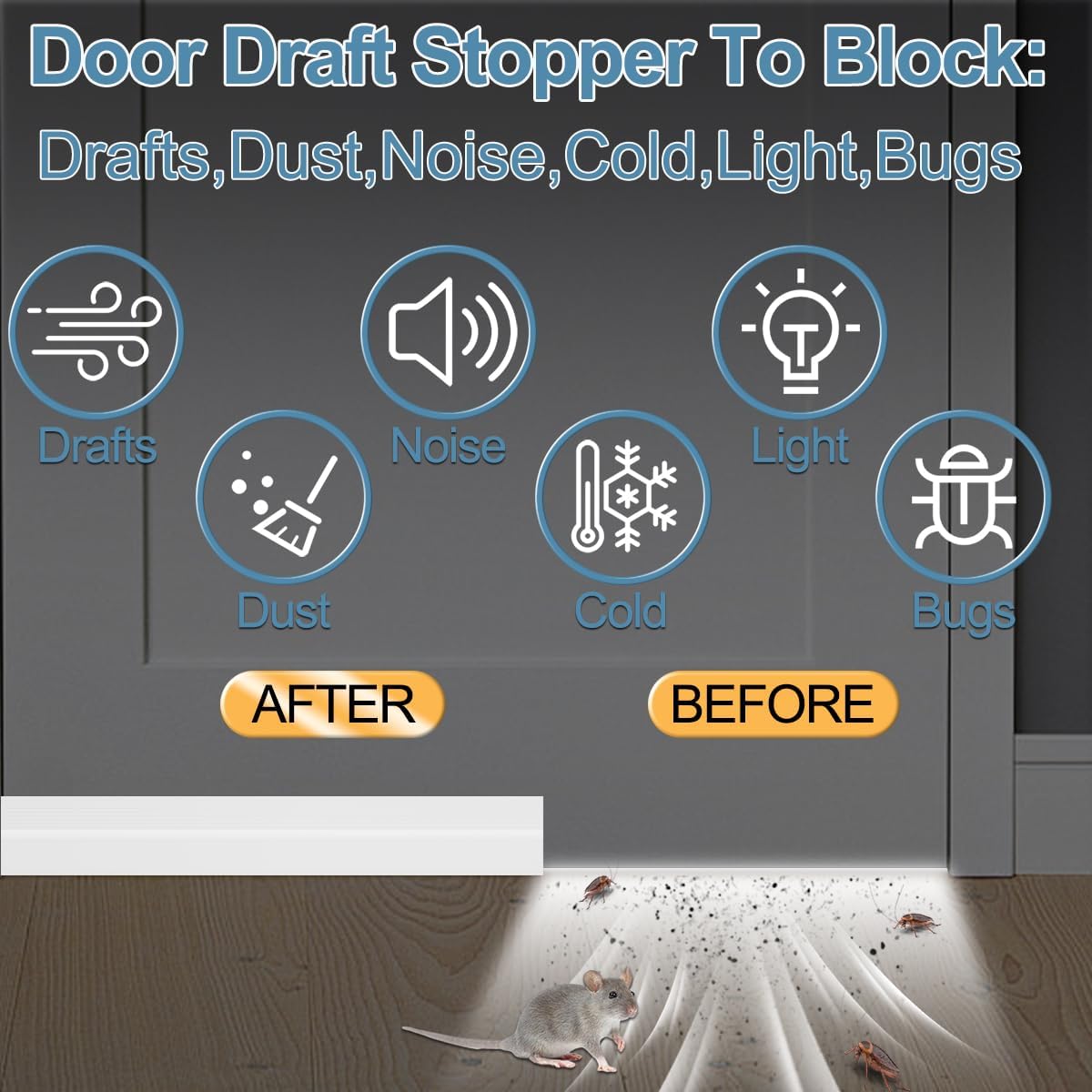 39 Inch Door Draft Stopper 2 Pack White & Brown