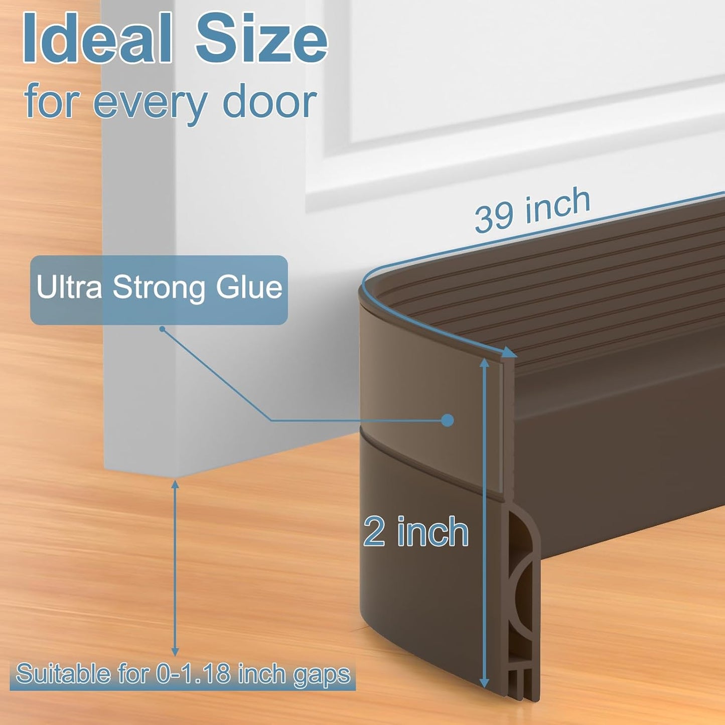39 Inch Door Draft Stopper 2 Pack White & Brown