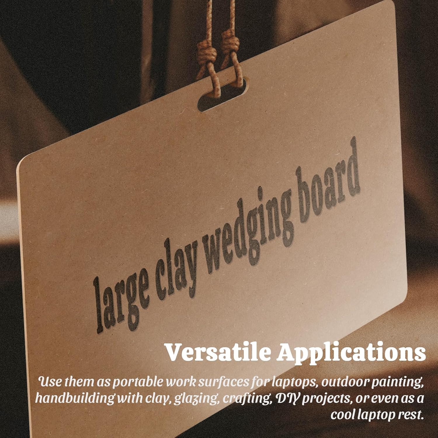 Clay Wedging Board with Convenient Built-in Handle - 24 x 18" Portable Clay Board for Ceramics, Clay Crafts, and Pottery - Sturdy 9mm Thickness MDF Tote Board for Clay Art Enthusiasts