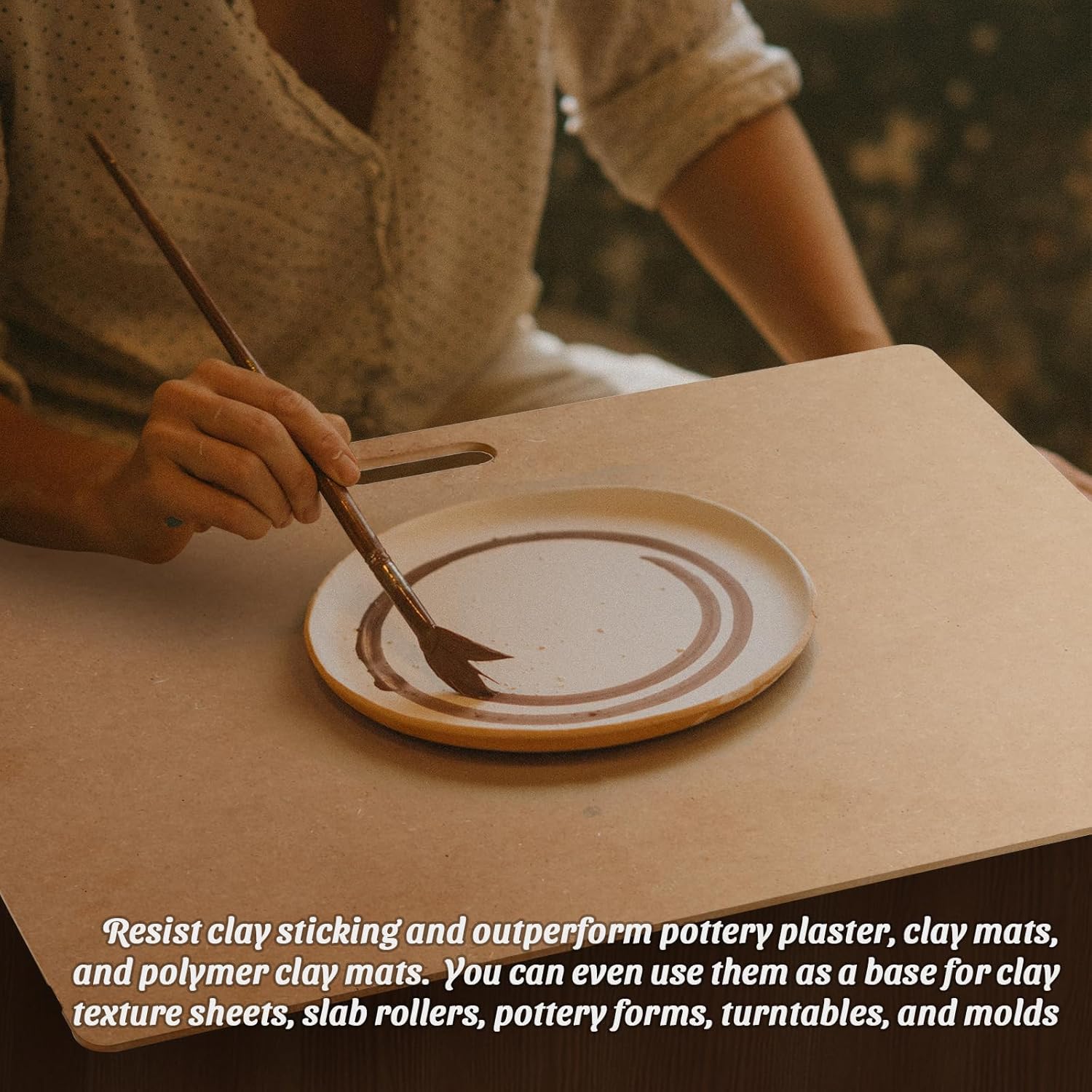 Clay Wedging Board with Convenient Built-in Handle - 24 x 18" Portable Clay Board for Ceramics, Clay Crafts, and Pottery - Sturdy 9mm Thickness MDF Tote Board for Clay Art Enthusiasts