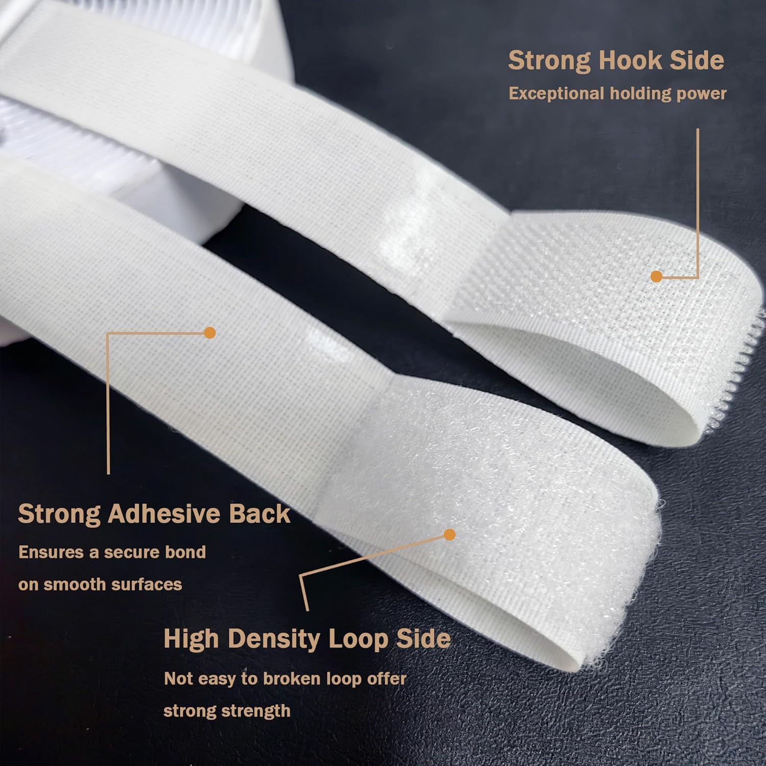 2 Inch Wide Hook and Loop Tape, Excellent Grip, Strong Adhesive Back, Nylon Self-Adhesive Fastener Strips for Fixing and Hanging, Home School and Office e (White, 15 Feet)