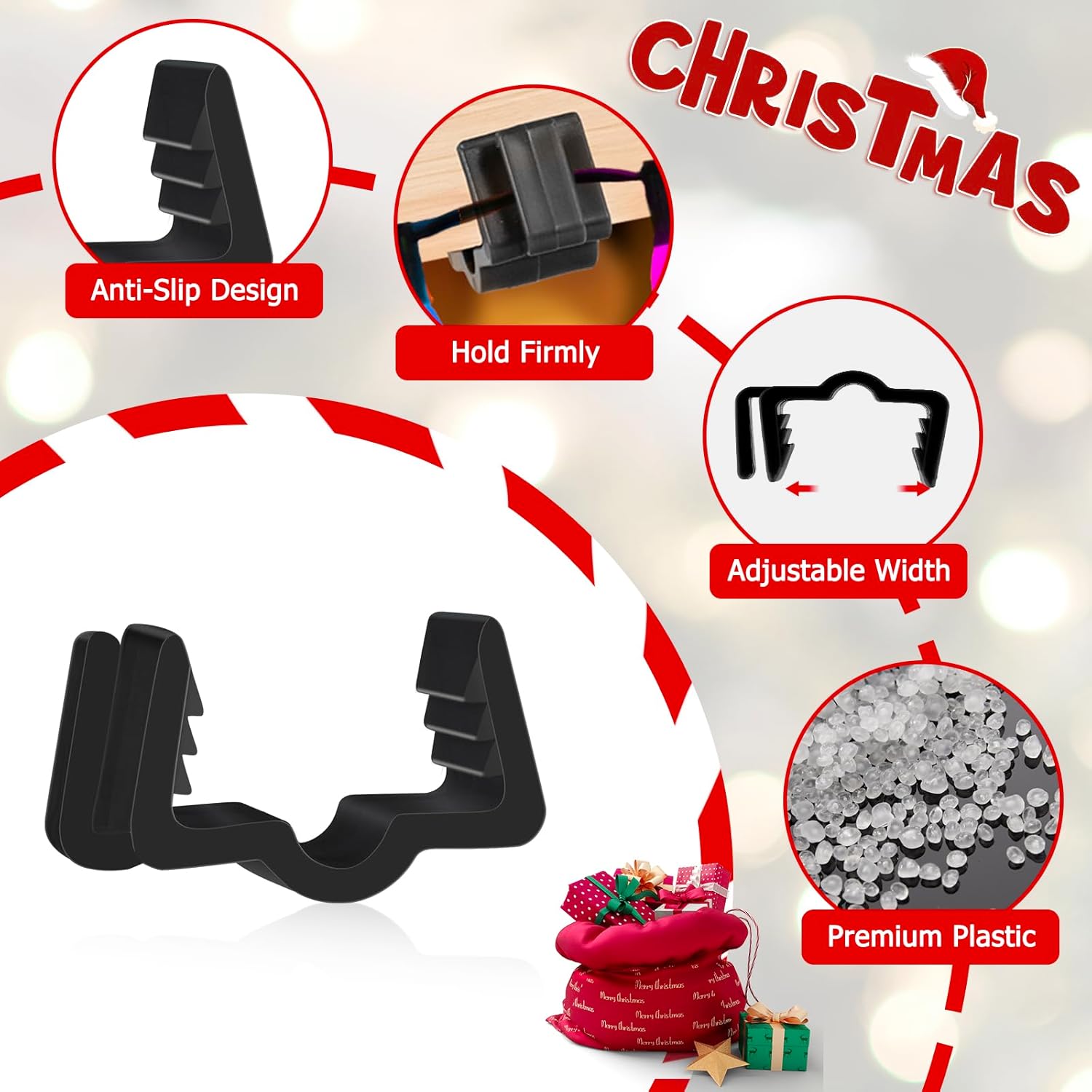 Christmas Light Hanger Clips Fascia Board Light Clips Plastic Holiday Deck Banister Hanger for Christmas Fascia Board Roof Gutter Fence Eave Decoration, Black (30 PCS, 7/8")