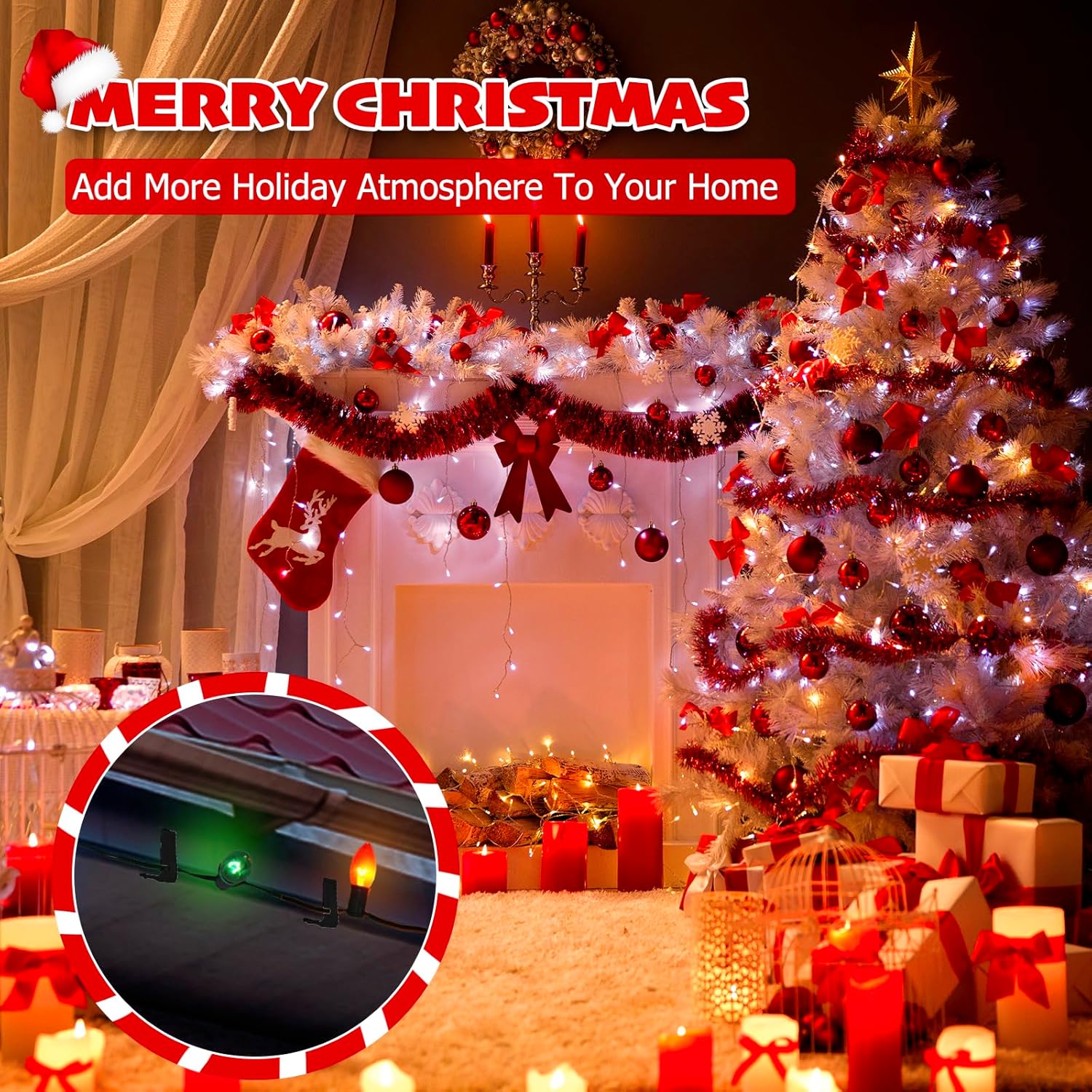 Christmas Light Hanger Clips Fascia Board Light Clips Plastic Holiday Deck Banister Hanger for Christmas Fascia Board Roof Gutter Fence Eave Decoration, Black (30 PCS, 7/8")