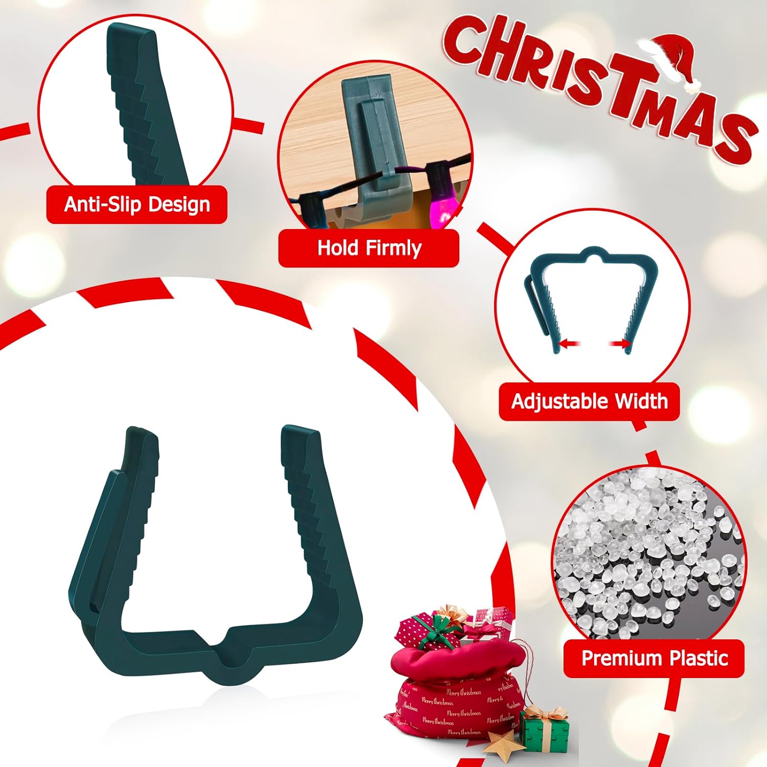 Christmas Light Hanger Clips Fascia Board Light Clips Plastic Holiday Deck Banister Hanger for Christmas Fascia Board Roof Gutter Fence Eave Decoration, Green (30 PCS, 1 5/8")