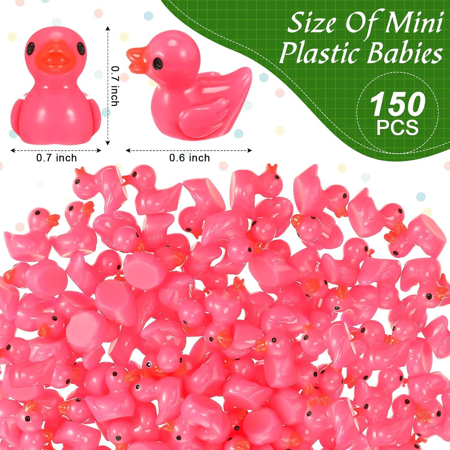 150 Pcs Mini Resin Ducks Pink Tiny Ducks Miniature Duckies Bulk Small Plastic Duckies Figures for Office Home Hide and Seek Prank Game Craft Dollhouse Party Favor Gift Valentine