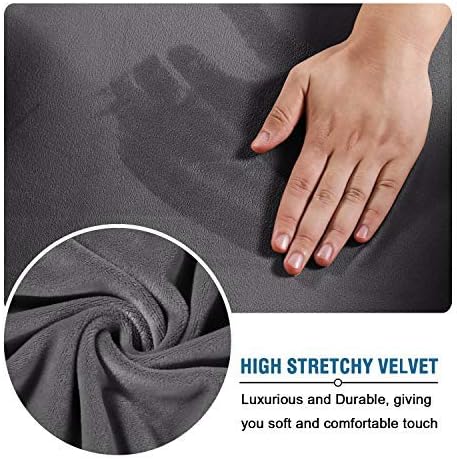 4 Pieces Thick Velvet Sofa Covers Couch Covers for 3 Chion Couch Sofa High Stretch Slipcovers Furniture Protector Form Fit Luxury Couch Cover for Dogs Width Up to 90 Inch(Sofa,Grey)