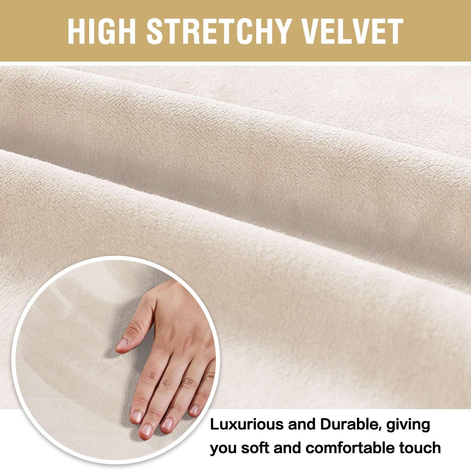 Dining Chair Covers Velvet Stretch Chair Covers for Dining Room Set of 6 Parson Chair Slipcovers Chair Protectors Covers, Soft Thick Solid Velvet Fabric Washable, Ivory