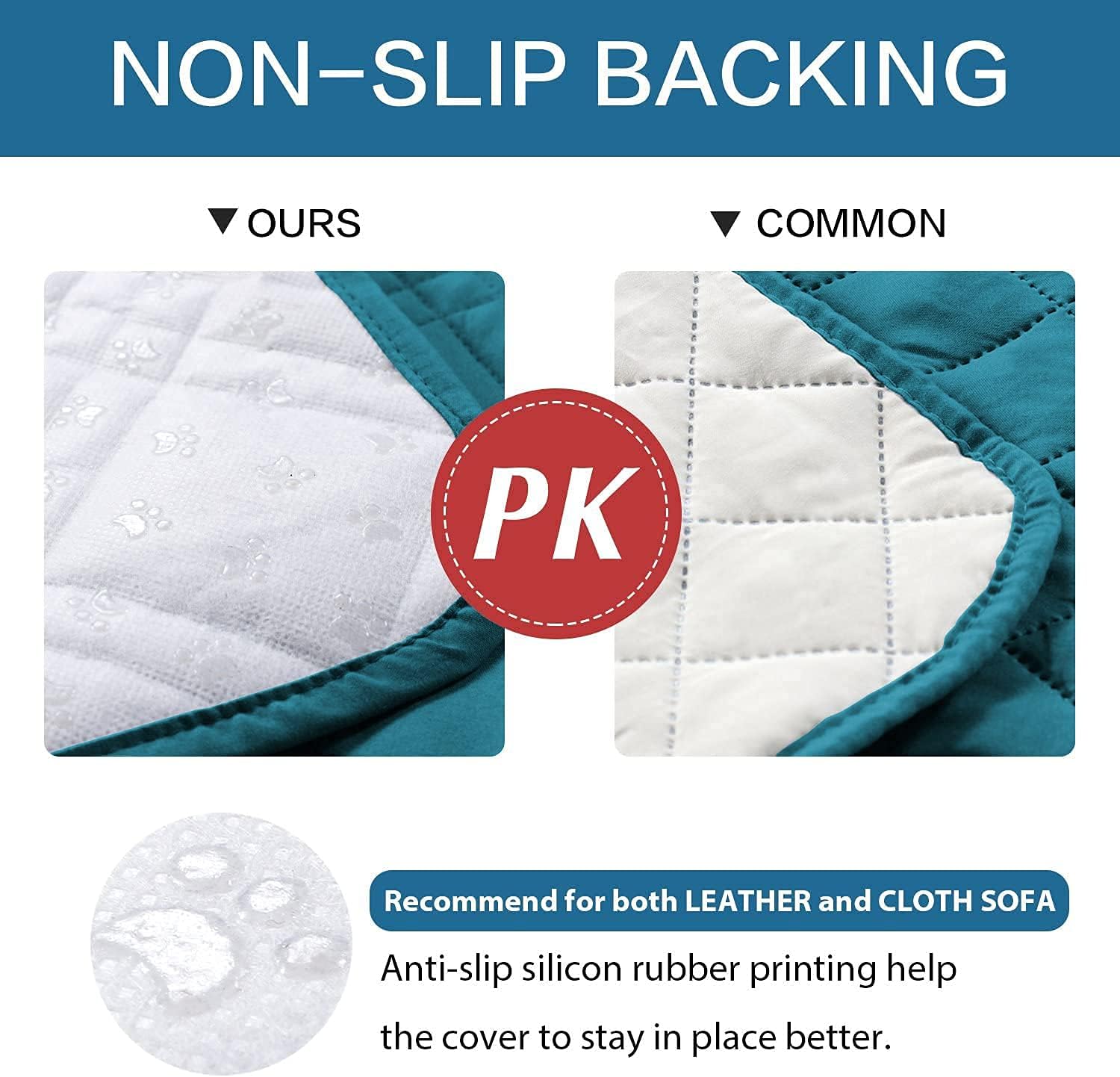 100% Waterproof Sofa Slipcover Washable Loveseat Cover for 2 Chion Cover Non-Slip Furniture Protector with Puppy Paw Silicone Backing Couch Cover for Pets Dogs (Loveseat, Dark Teal)