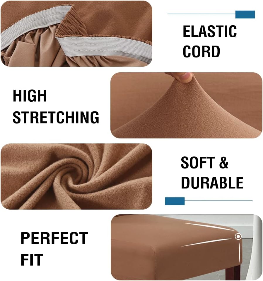 100% Waterproof Dining Chair Covers Stretch Chair Covers for Dining Room Set of 6 Parson Chair Slipcovers Chair Protectors Covers Dining, Soft Thick Solid Fleece Fabric Washable, Camel