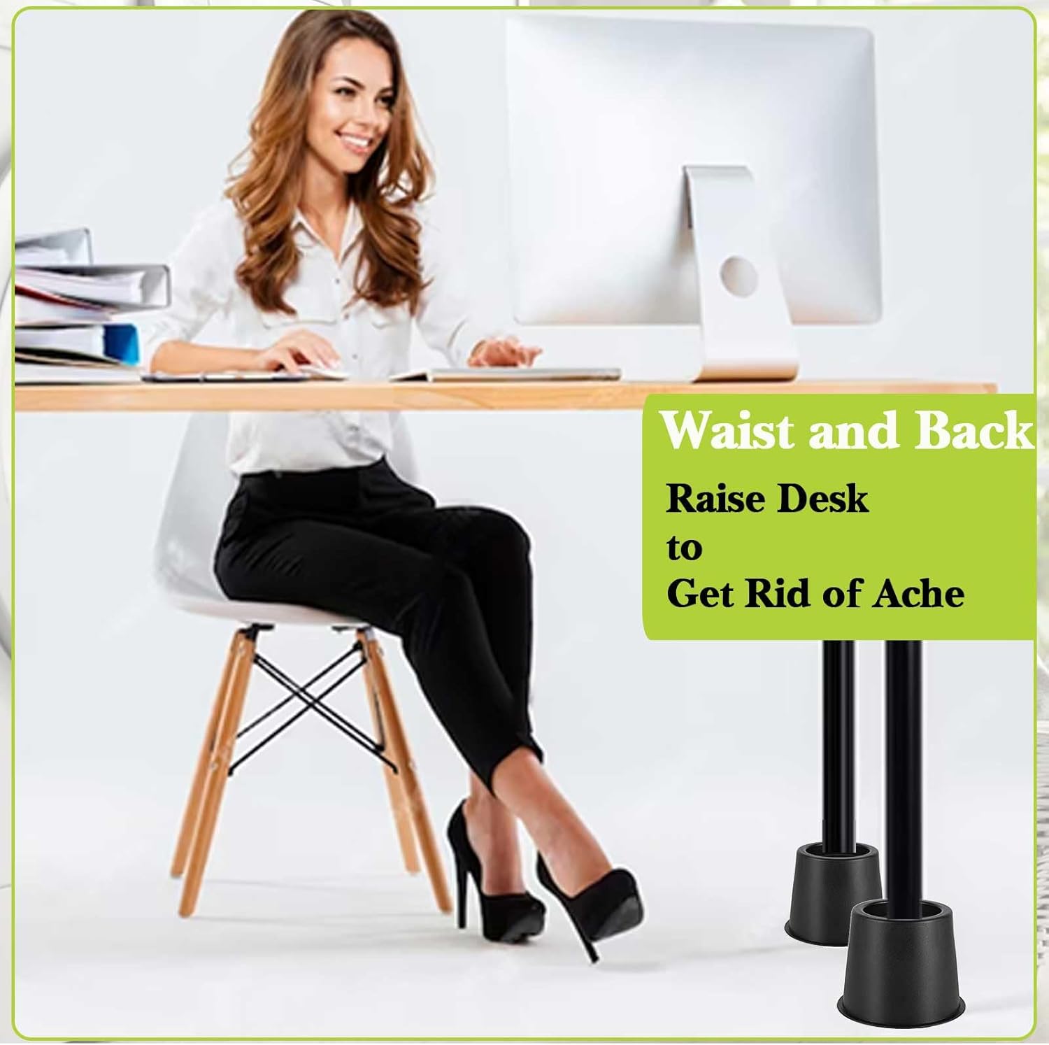 4 Pack Furniture Risers 4 Inch, Bed Risers Heavy Duty for Table Desk Couch Chair Sofa Cabinet Bed Frame Dorm, Round Table Leg Risers Lift Height 3.4", Black