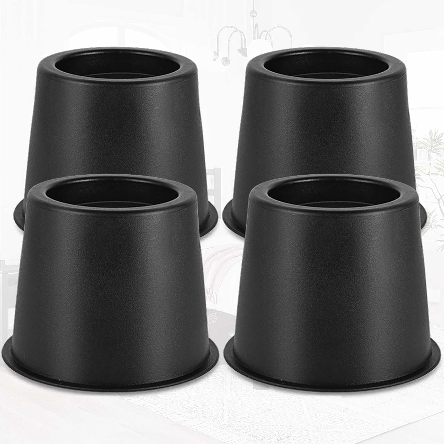4 Pack Furniture Risers 4 Inch, Bed Risers Heavy Duty for Table Desk Couch Chair Sofa Cabinet Bed Frame Dorm, Round Table Leg Risers Lift Height 3.4", Black
