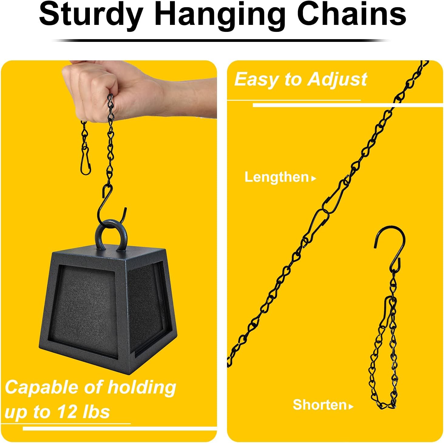 12 Pack 9.5 Inch Hanging Chain for Bird Feeders, Planters, Lanterns, Wind Chimes, Billboards, Chalkboards and Ornaments (Black)