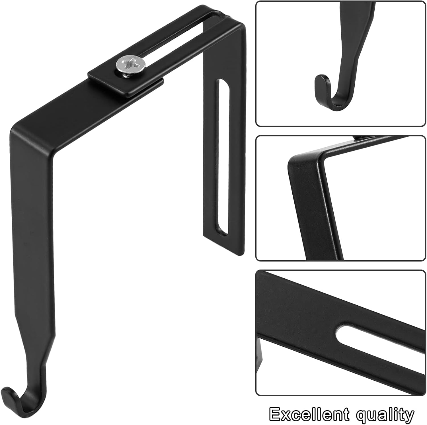 4 Pcs Adjustable Cubicle Hanger Universal Partition Metal Hooks Door Hanger, Adjusted to Fit Panels with 1 3/8 Inch 3 1/2 Thickness for Office Whiteboard (Black) Black