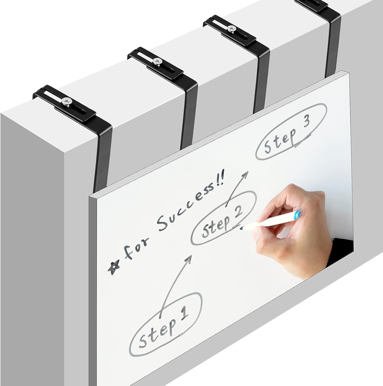 4 Pcs Adjustable Cubicle Hanger Universal Partition Metal Hooks Door Hanger, Adjusted to Fit Panels with 1 3/8 Inch 3 1/2 Thickness for Office Whiteboard (Black) Black