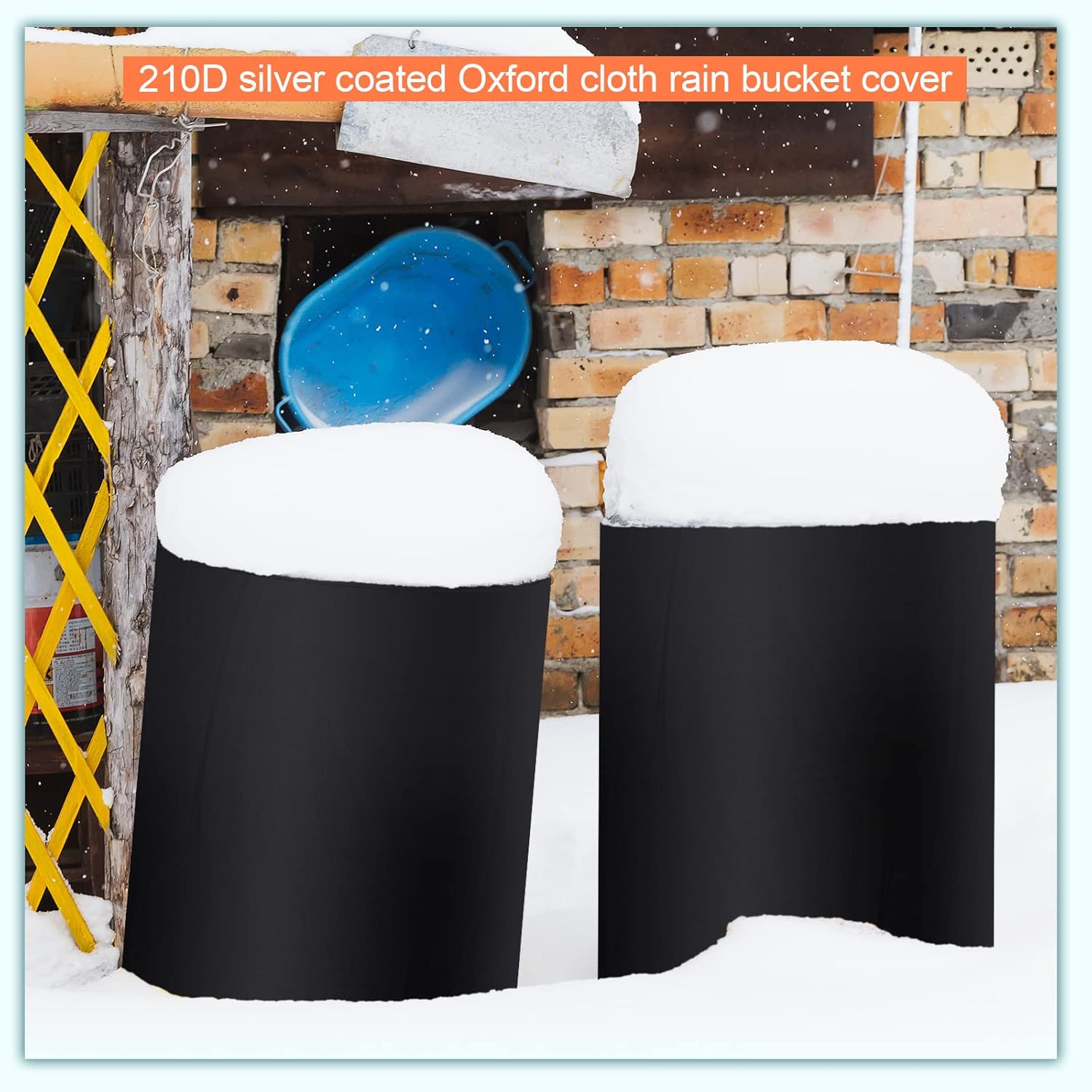55 Gallon Drum Cover, 210D Oxford Cloth Water Storage Barrel 25 x 37 Inch Outdoor Waterproof Rain Snow Bucket lid with Drawstring, UV Protection, Anti Dust(2 Pcs)