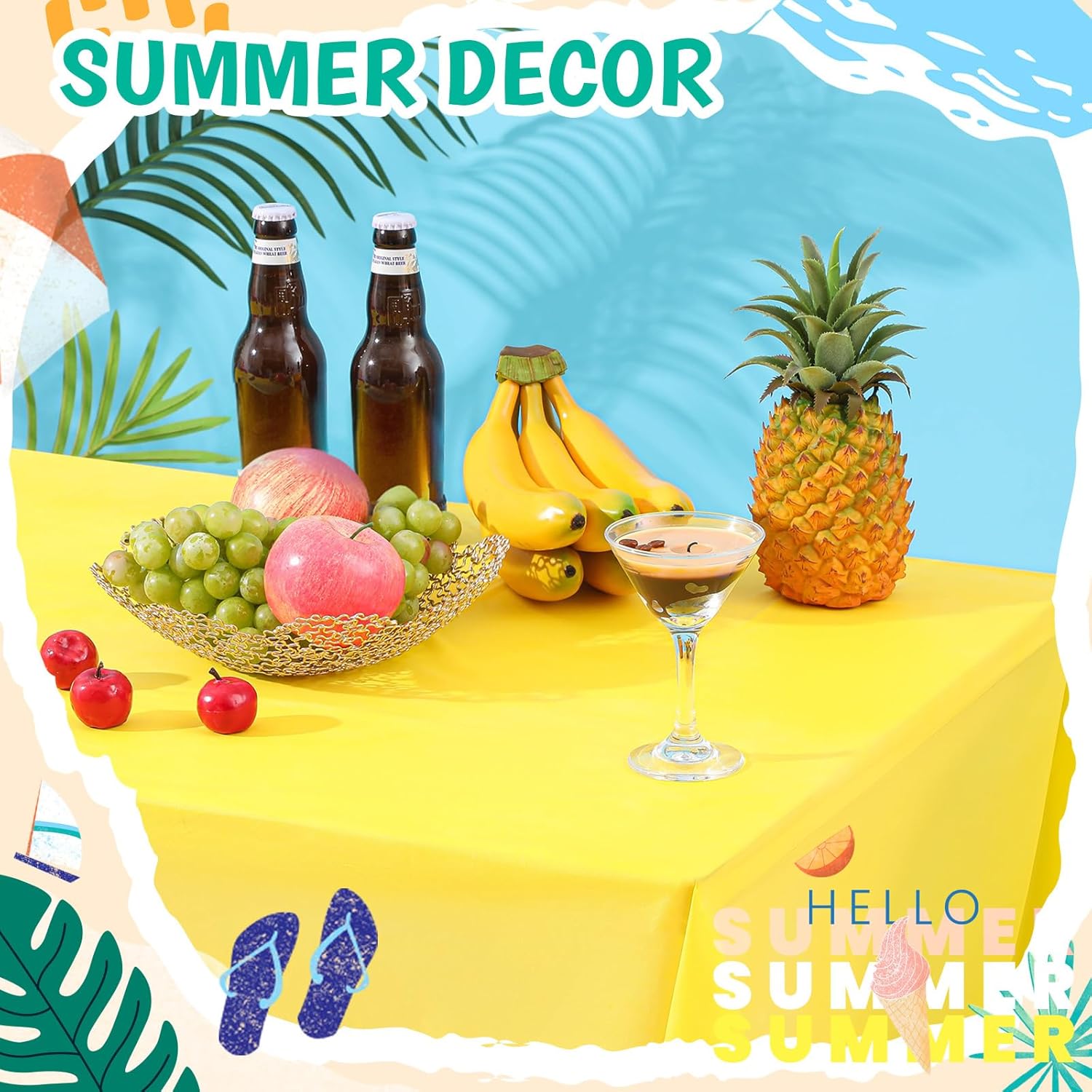 12 Pcs Hawaiian Plastic Tablecloths 54 x 108 Inch Disposable Rectangle Waterproof Table Cover for Birthday Wedding Anniversary Fine Dining Luau Summer Party Decoration Supplies Hawaii