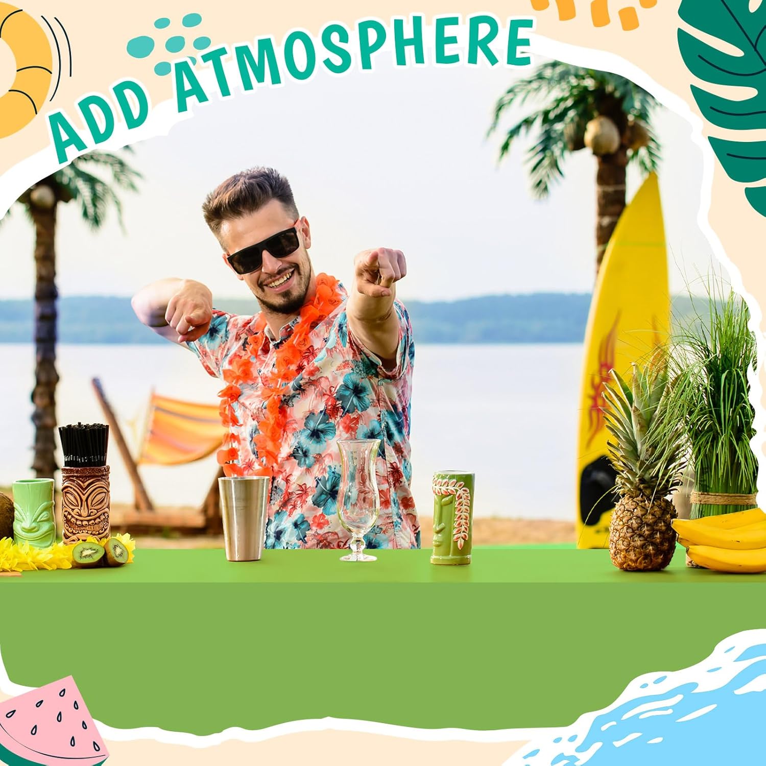 12 Pcs Hawaiian Plastic Tablecloths 54 x 108 Inch Disposable Rectangle Waterproof Table Cover for Birthday Wedding Anniversary Fine Dining Luau Summer Party Decoration Supplies Hawaii