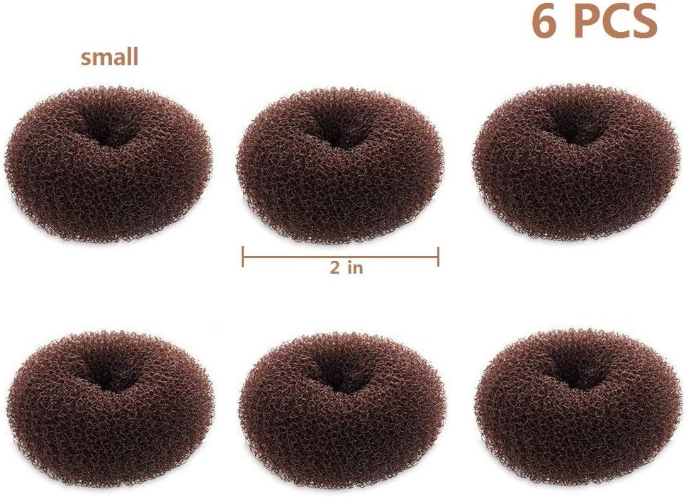 Extra Small Bun Makers for Kids, 6 PCS Chignon Donut Sock Forms for Girls, Mini Doughnut Shapers for Short and Thin Hair (2 Inch, Dark Brown)