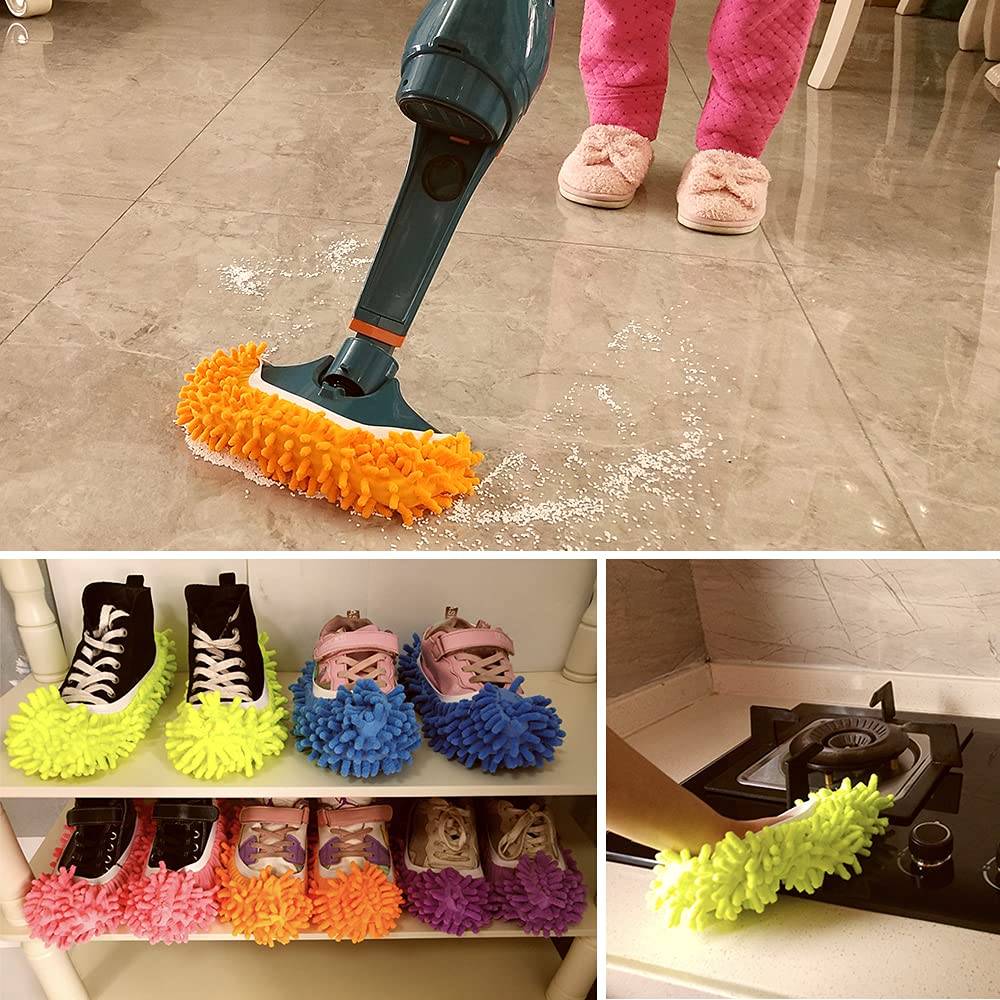 10 PCS 5 Pairs Dust Duster Mop Slippers Shoes Cover, Multi Function Washable Microfiber Foot Socks Floor Cleaning Shoes Cover for House Kitchen Office