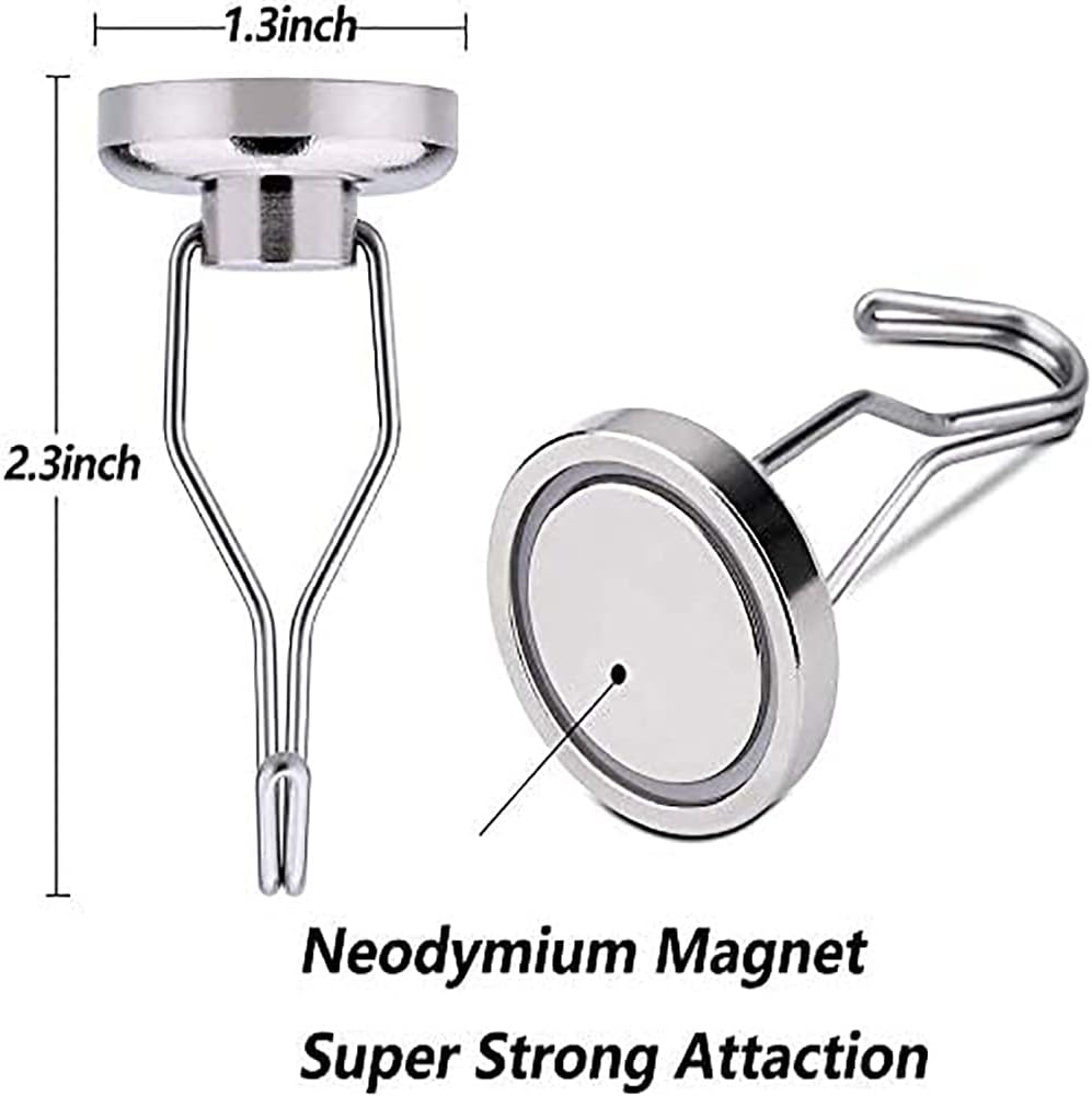 Youngneer 100 LBS Magnetic Hooks Heavy Duty for Hanging BBQ Grill Tools Pot Holders Strong Neodymium Refrigerator Magnet Hanger Hook Swivel Swing for Locker Kitchen Classroom Cruise Cabins