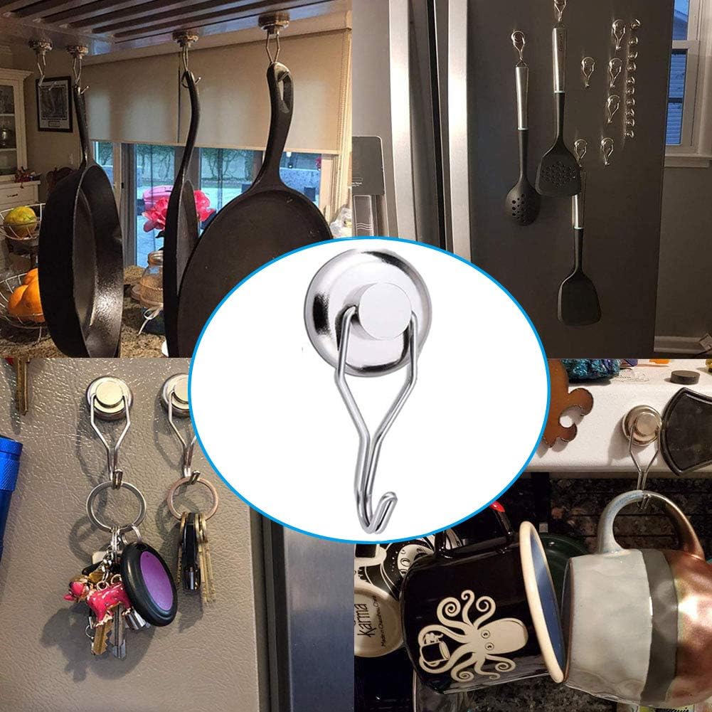 Youngneer 100 LBS Magnetic Hooks Heavy Duty for Hanging BBQ Grill Tools Pot Holders Strong Neodymium Refrigerator Magnet Hanger Hook Swivel Swing for Locker Kitchen Classroom Cruise Cabins
