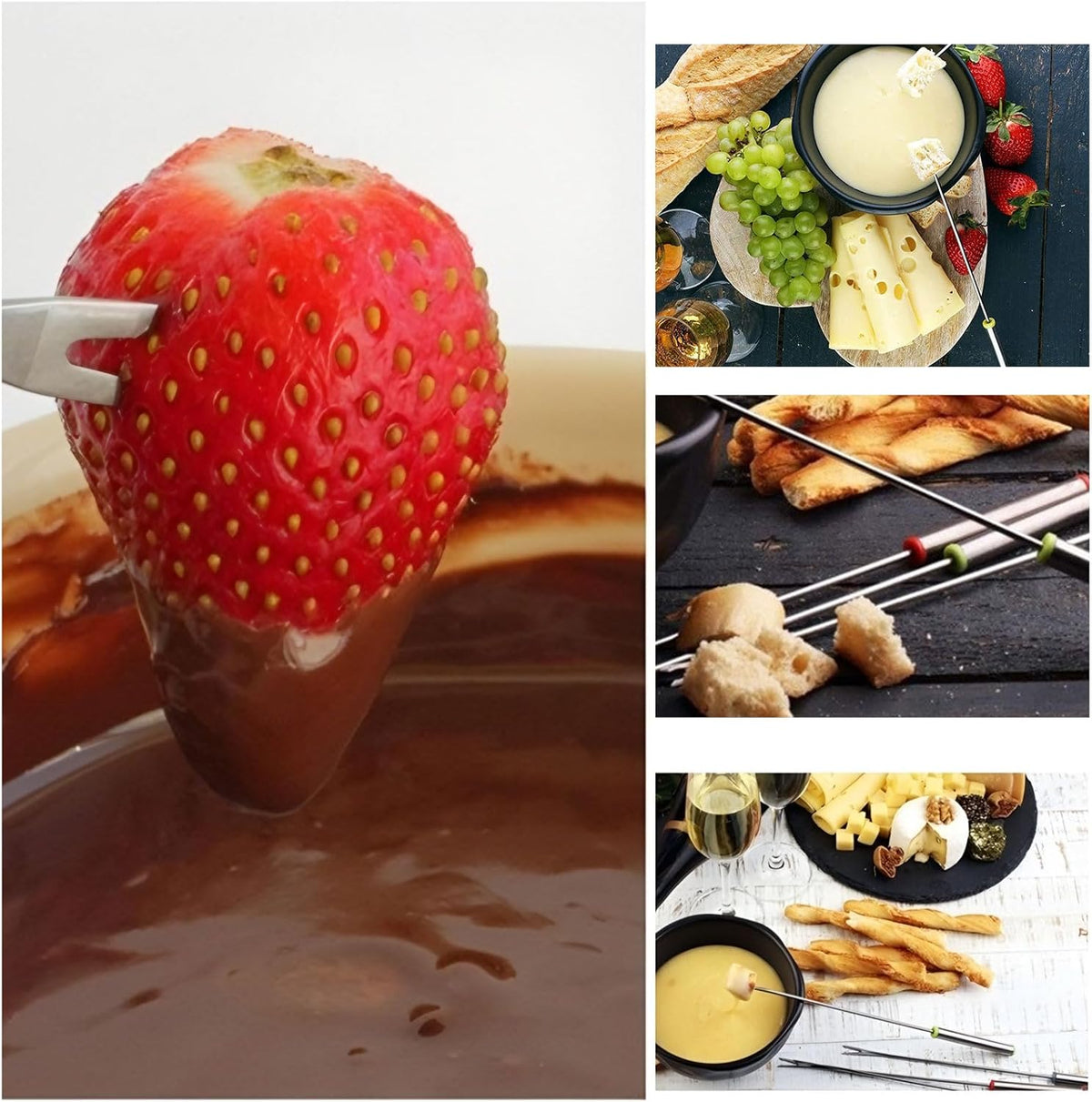 12 Pieces Fondue Forks, Stainless Steel Fondue Forks Roasting Sticks 24cm Fondue Skewers with Heat Resistant Handle for Cheese Chocolate Fondue Roast Marshmallows Meat