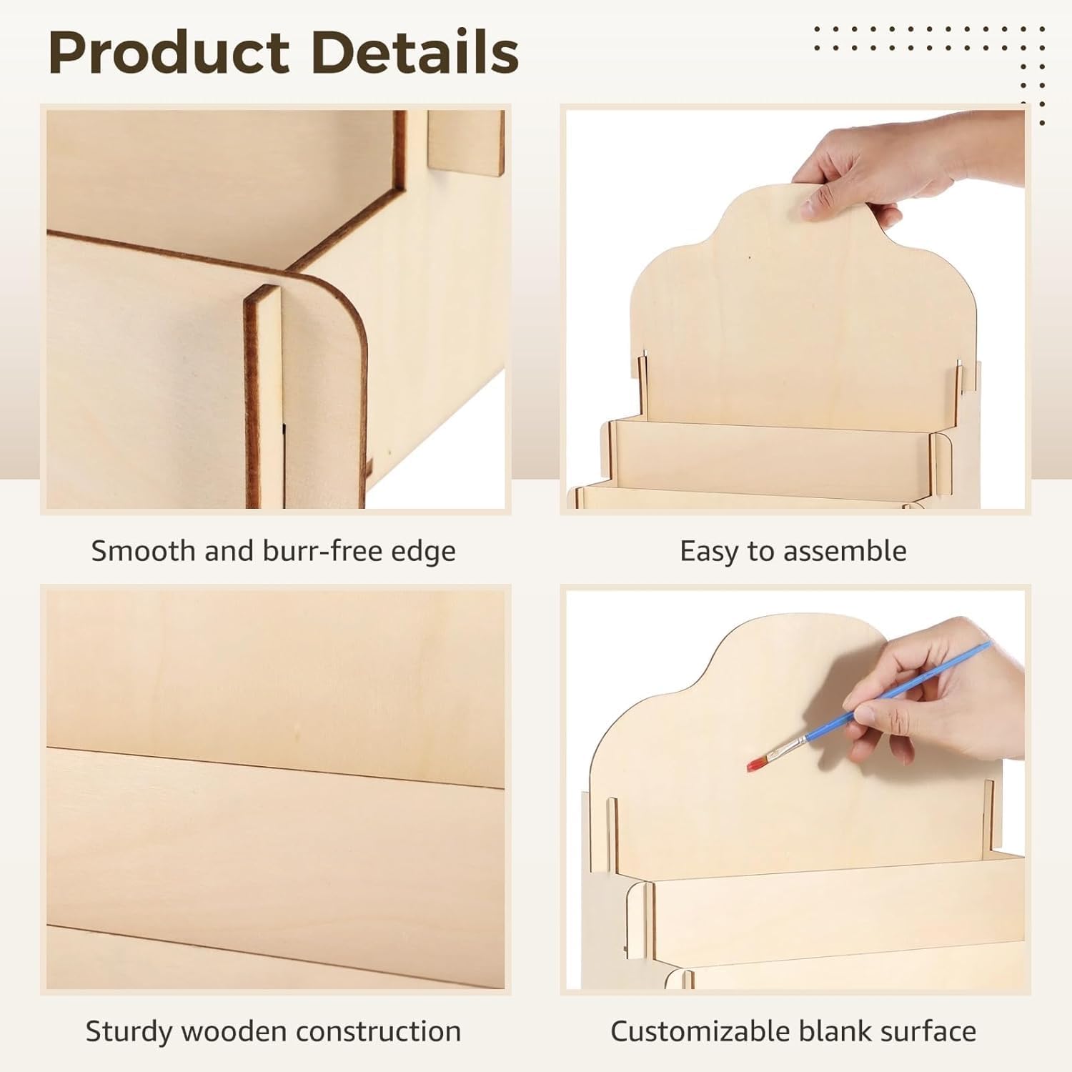 Greeting Card Display Stands 4Tier Durable Wooden Stickers Display Risers Multipurpose Portable Blank Retail Display Shelves Card Display Rack for Greeting Card Photos Postcard Literature (1)