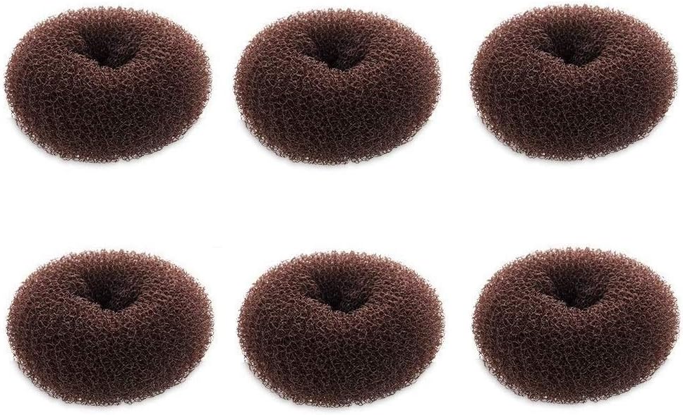 Extra Small Bun Makers for Kids, 6 PCS Chignon Donut Sock Forms for Girls, Mini Doughnut Shapers for Short and Thin Hair (2 Inch, Dark Brown)