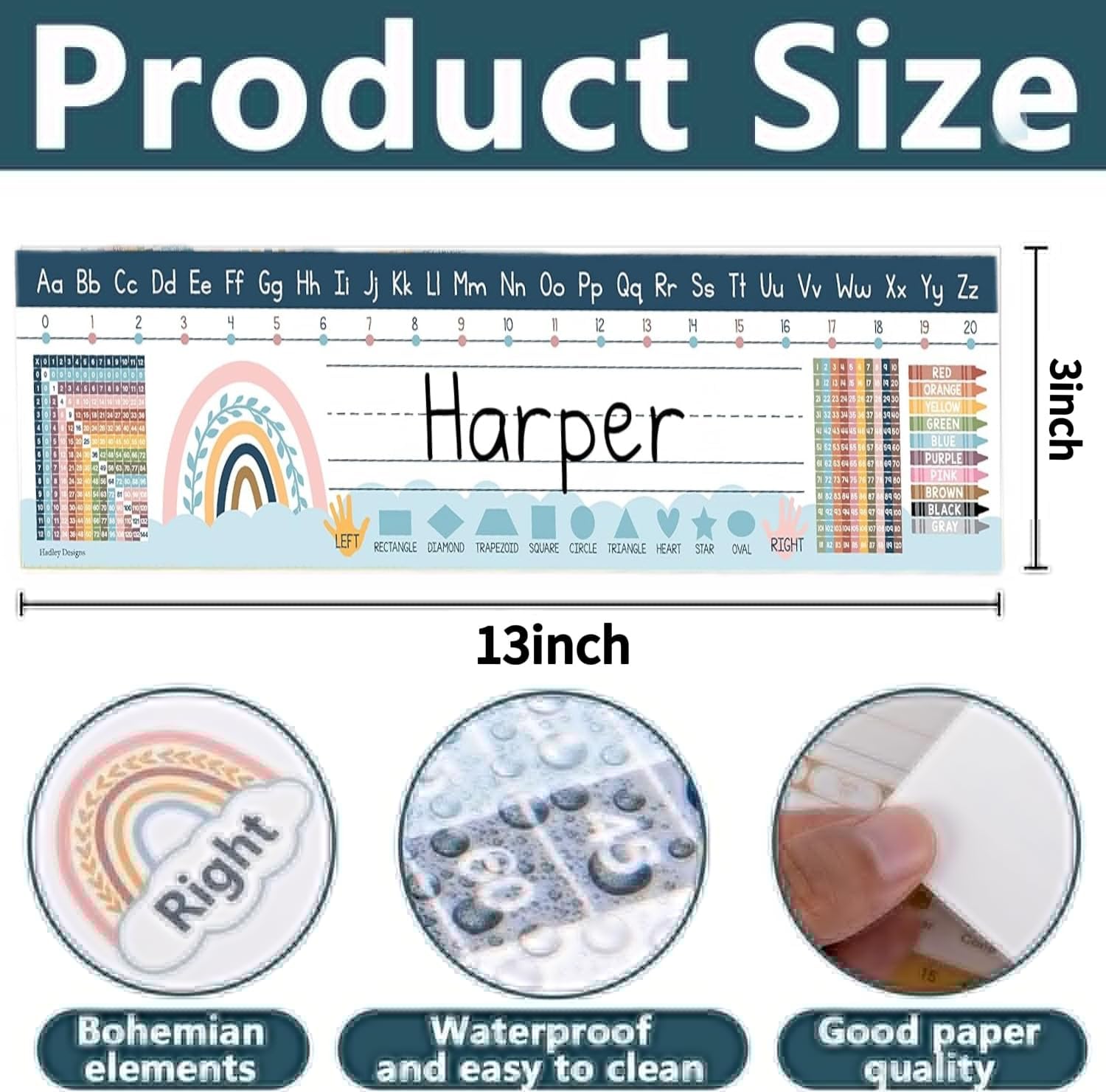 Student Desk Name Tags for Classroom- Waterproof Boho Desk Reference Nameplates- Traditional Manuscript Place Value Chart & More Math Classroom Essentials,Classroom Must Haves（30pcs）