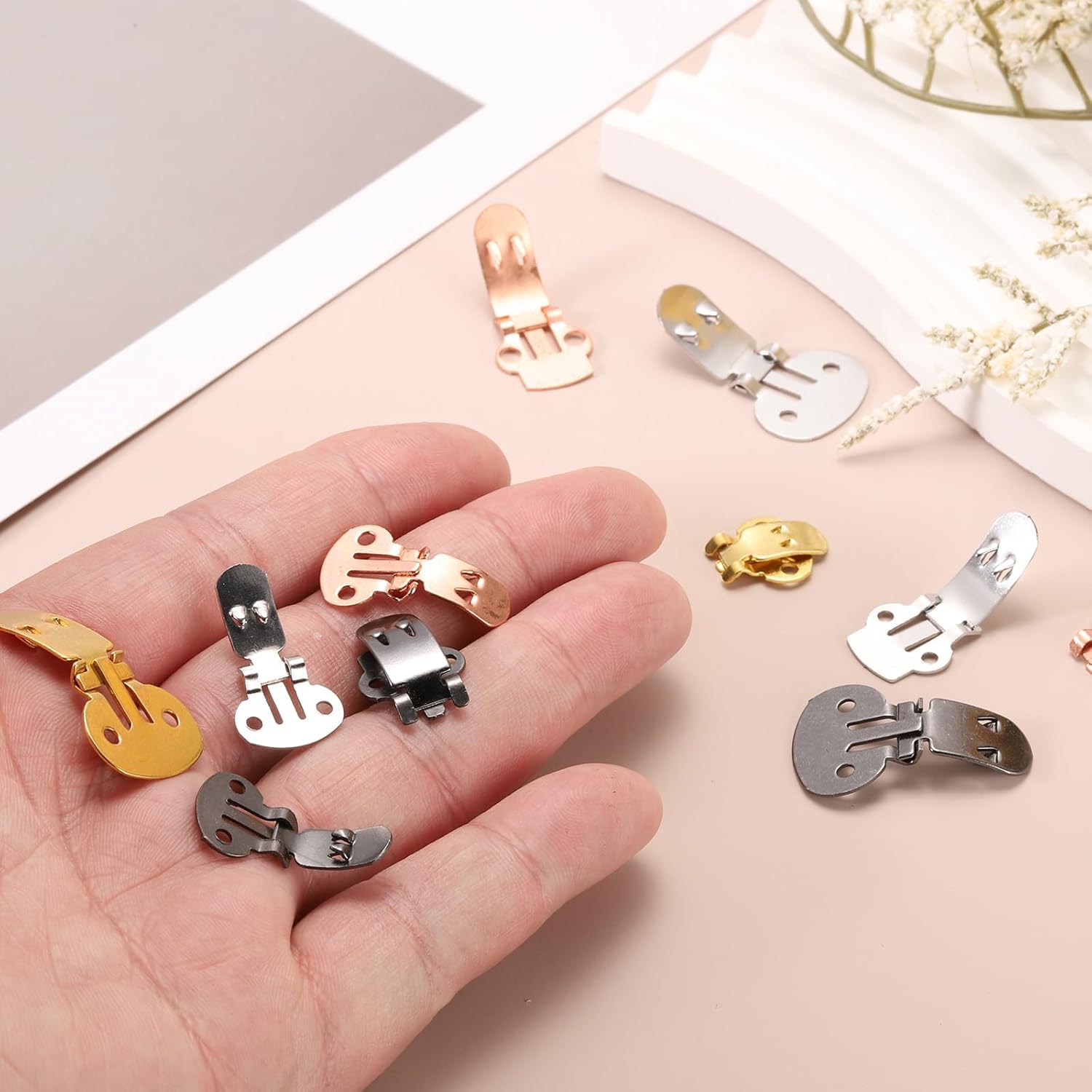 14mm x 30mm Shoe Clips, 10 Pcs Flat Blank Clips Supplies Embellishments for DIY Crafts Decoration Project Shoes Silver -