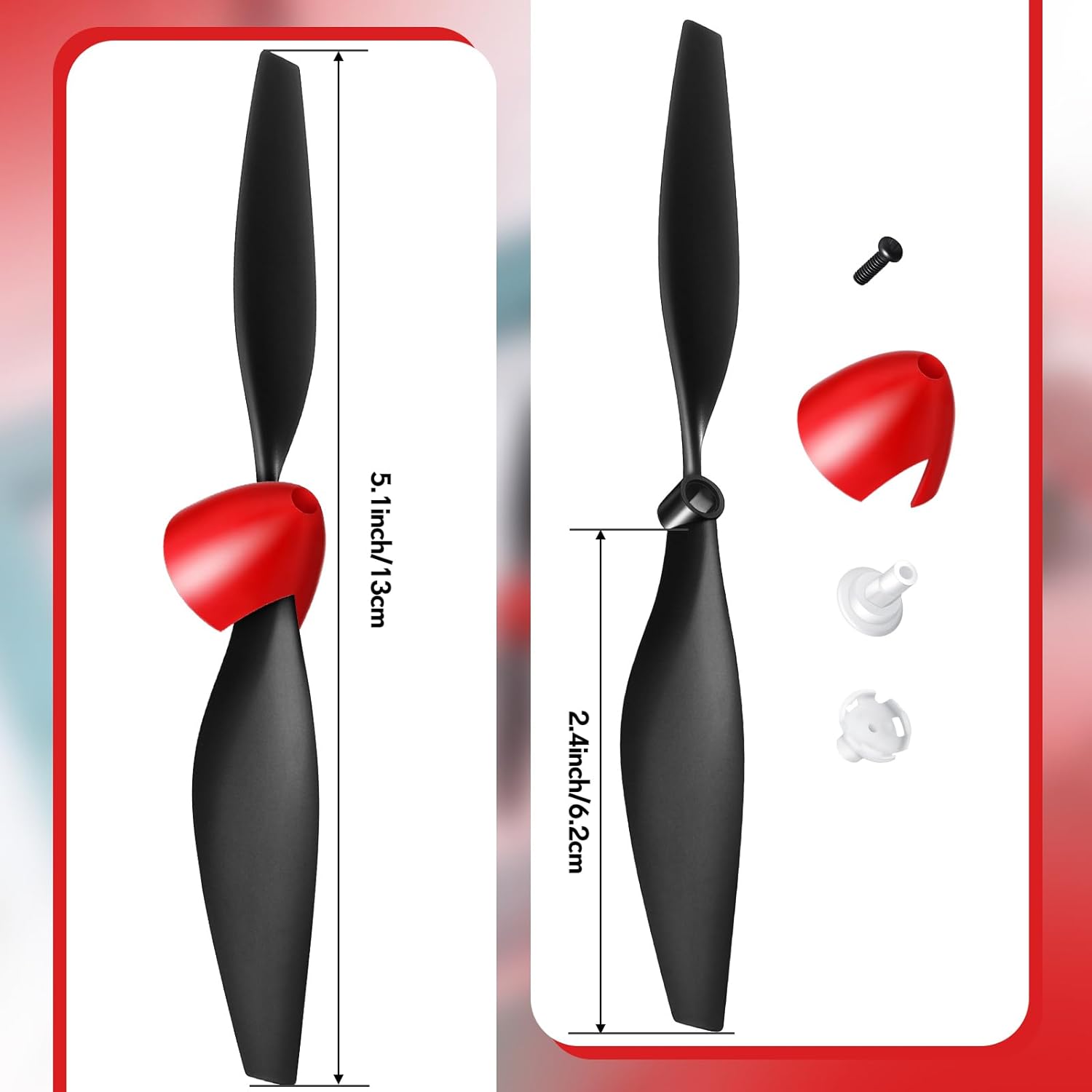 6 Sets Spare Rc Plane Propellers Airplane Carbon Fiber Nose Cone Compatible with Tr-p51 4 Channel Remote Control Propeller Savers and Adapter -