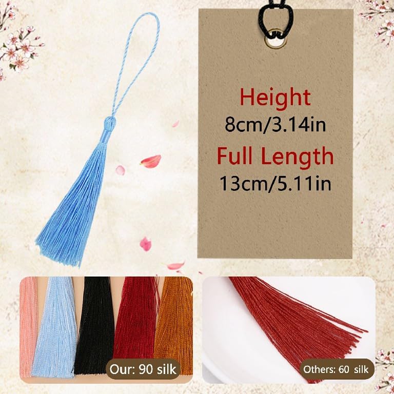 25 Pcs Handmade DIY Tassels 13cm/5 Inch Silky Soft Craft Mini for Projects, Jewelry Making, Decoration, Bookmarks (Multicolored) Multicolored