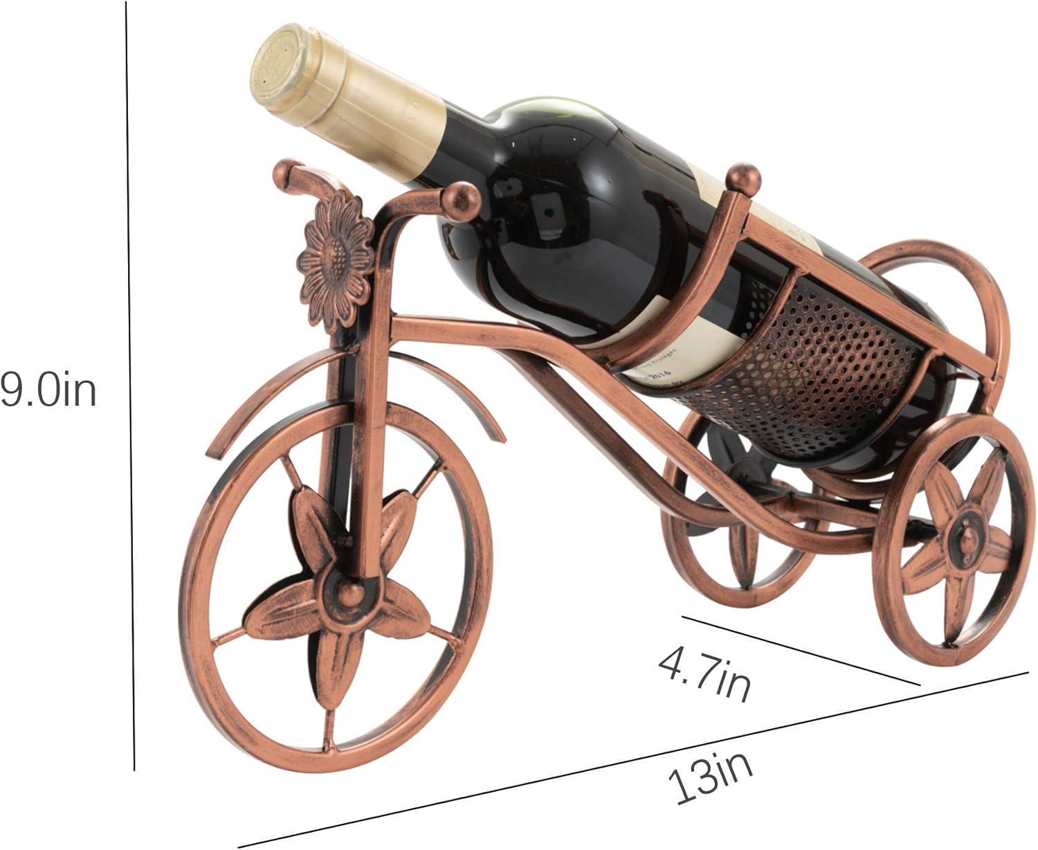 Floating wine rack - Wine rack with stainless steel chain - Metal table wine rack - Silver freestanding table wine rack