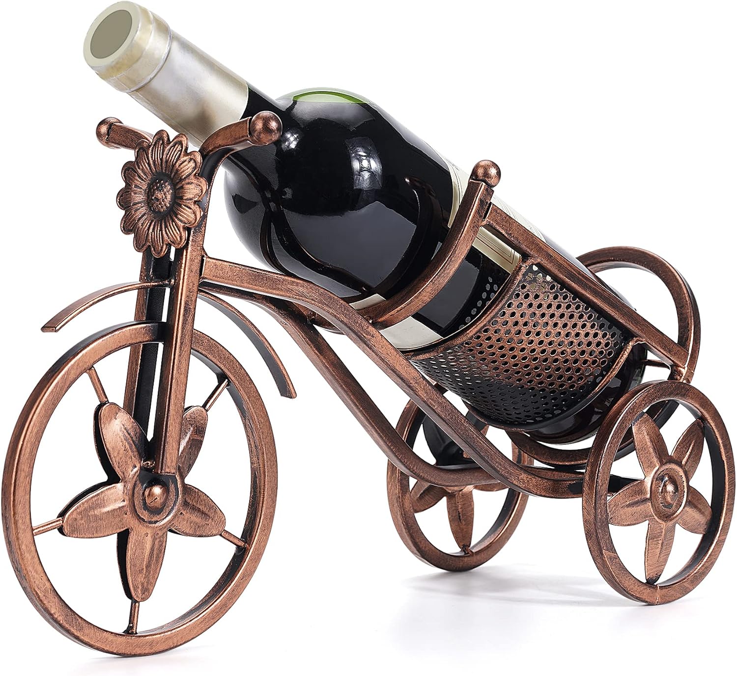 Desk wine rack - Bicycle-shaped wine rack for one bottle - Freestanding table wine rack and bottle holder - Wine gifts, home and bar decorations, and crafts