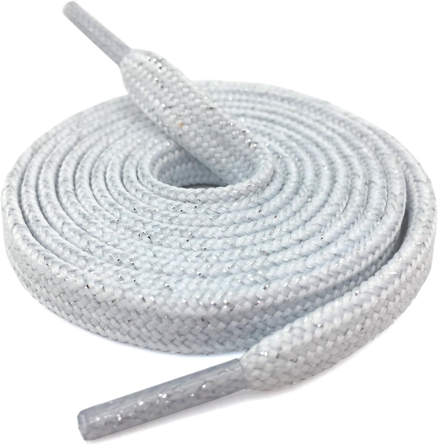 Thick lat Shoelaces Gold Silver Silk Tightly Woven Shoe Laces 2 Pair