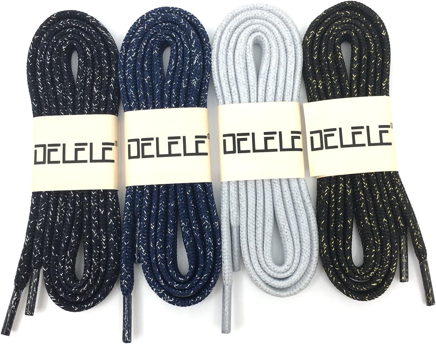 Thick lat Shoelaces Gold Silver Silk Tightly Woven Shoe Laces 2 Pair