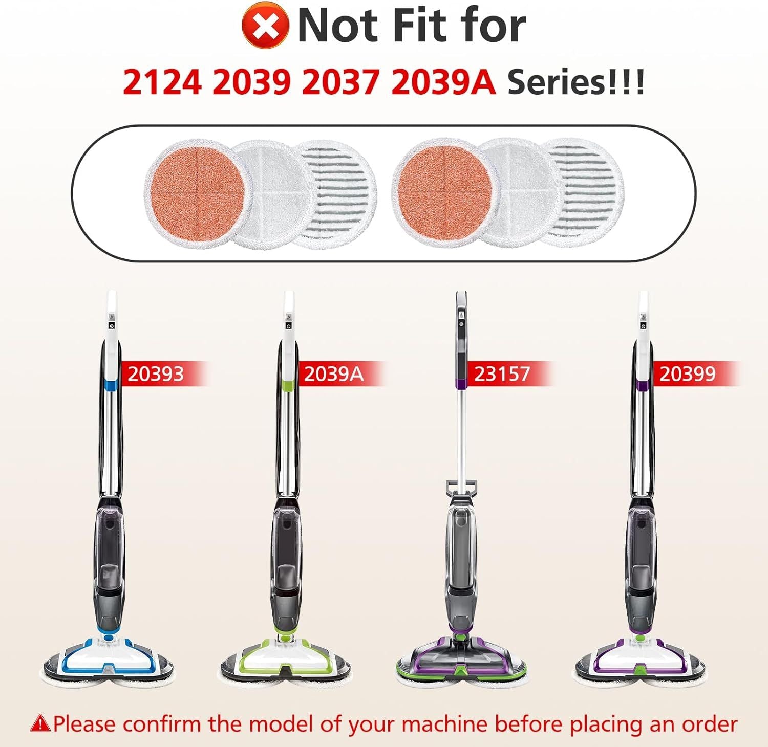 6 Pack 3897A / 3712 Rotating Steam Mop Pads Replacement or Bissell SpinWave SmartSteam Scrubbing Steam Mop Cleaner 【Models 3897A/3712 ONLY】, Washable Reuseable Reill Pads