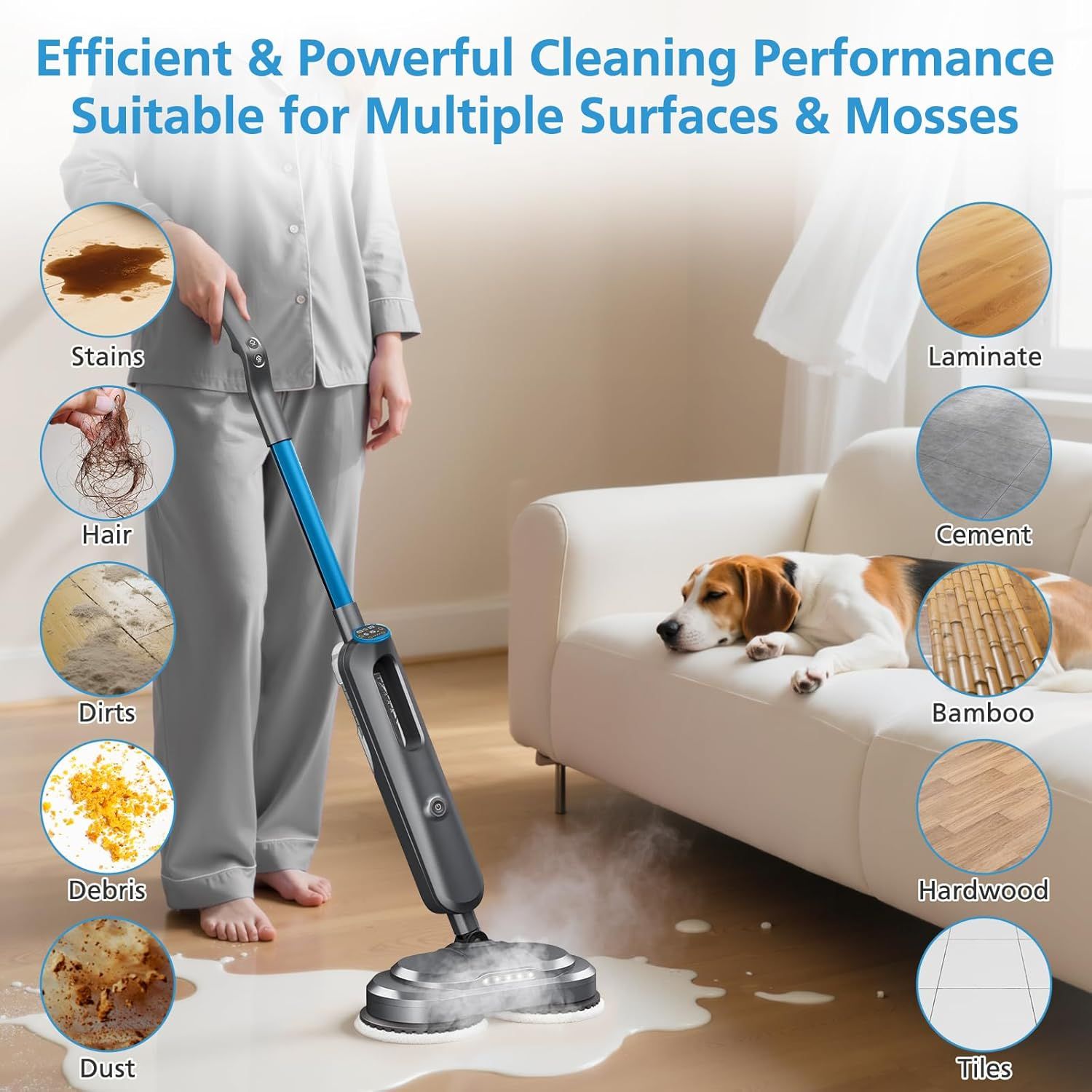 6 Pack 3897A / 3712 Rotating Steam Mop Pads Replacement or Bissell SpinWave SmartSteam Scrubbing Steam Mop Cleaner 【Models 3897A/3712 ONLY】, Washable Reuseable Reill Pads