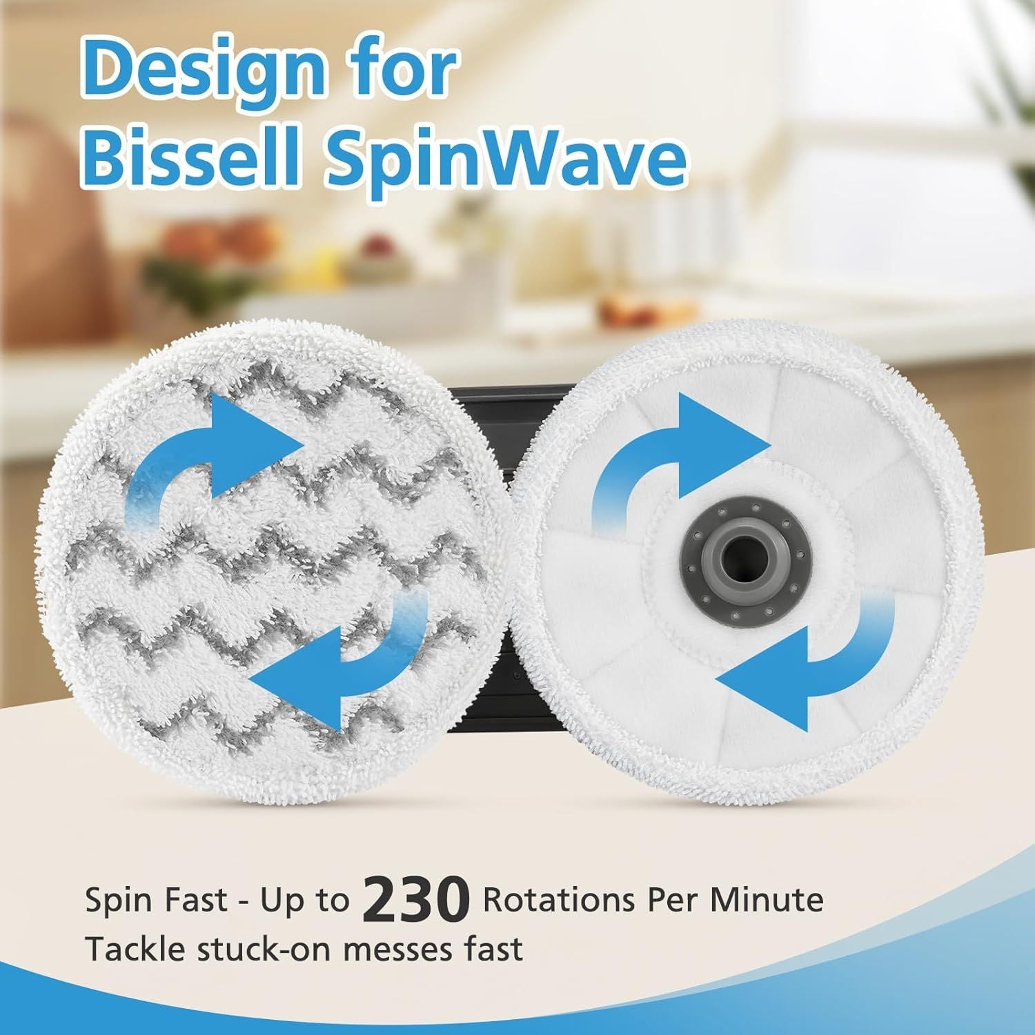 6 Pack 3897A / 3712 Rotating Steam Mop Pads Replacement or Bissell SpinWave SmartSteam Scrubbing Steam Mop Cleaner 【Models 3897A/3712 ONLY】, Washable Reuseable Reill Pads