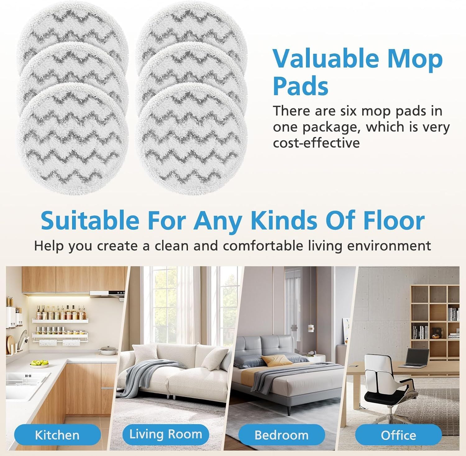 6 Pack 3897A / 3712 Rotating Steam Mop Pads Replacement or Bissell SpinWave SmartSteam Scrubbing Steam Mop Cleaner 【Models 3897A/3712 ONLY】, Washable Reuseable Reill Pads