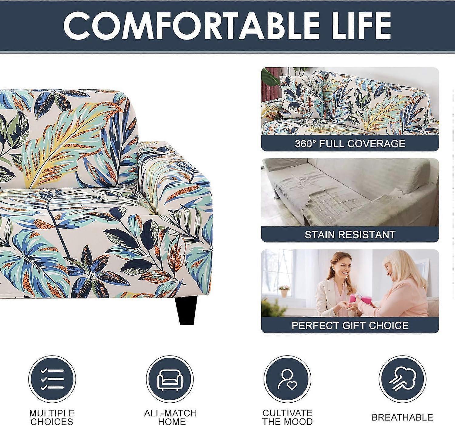 2 Seater Stretch Sofa Cover with 1 Cushion Cover Universal Fit 145-180cm