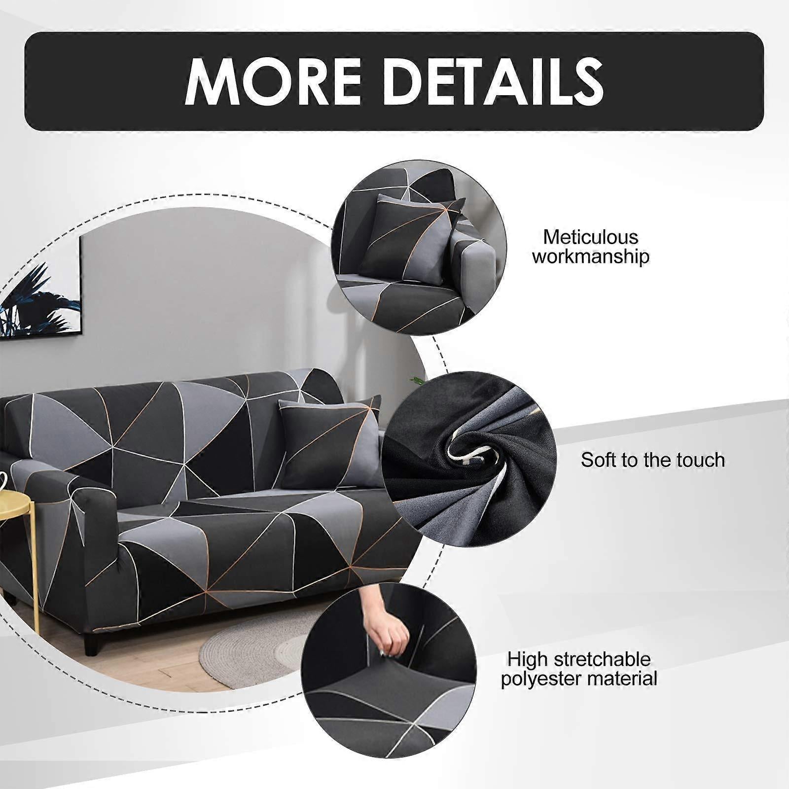3 Seater Elastic Sofa Cover Stretch Couch Slipcover 190-230cm