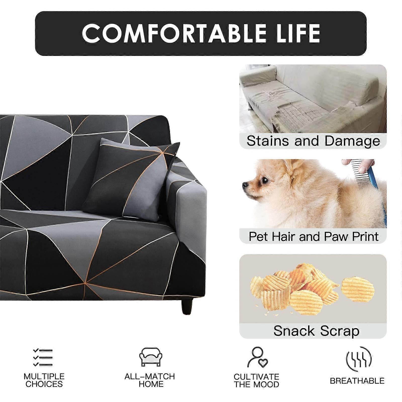 3 Seater Elastic Sofa Cover Stretch Couch Slipcover 190-230cm