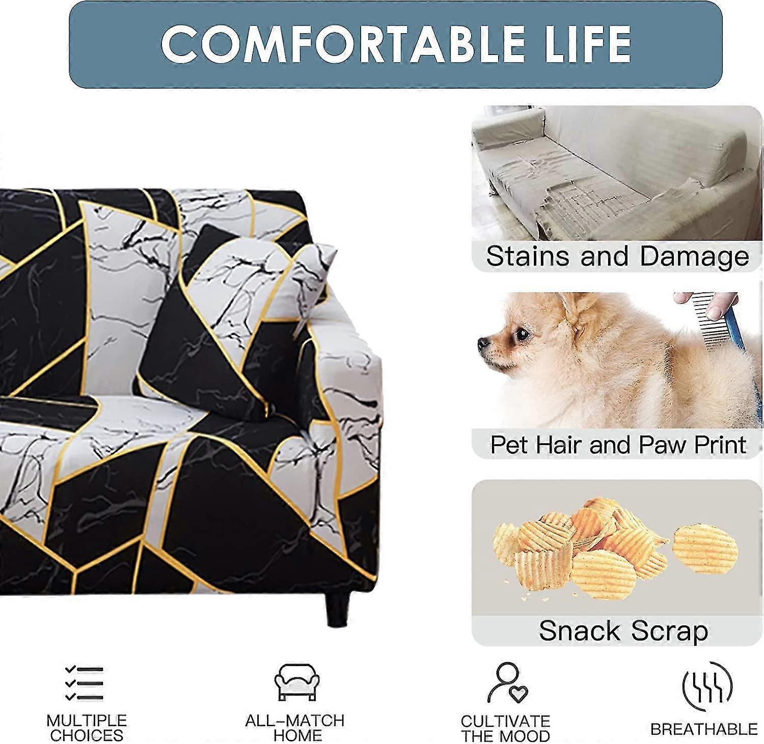 2 Seater Elastic Sofa Cover with Armrests Armchair Furniture Protector Universal Fit