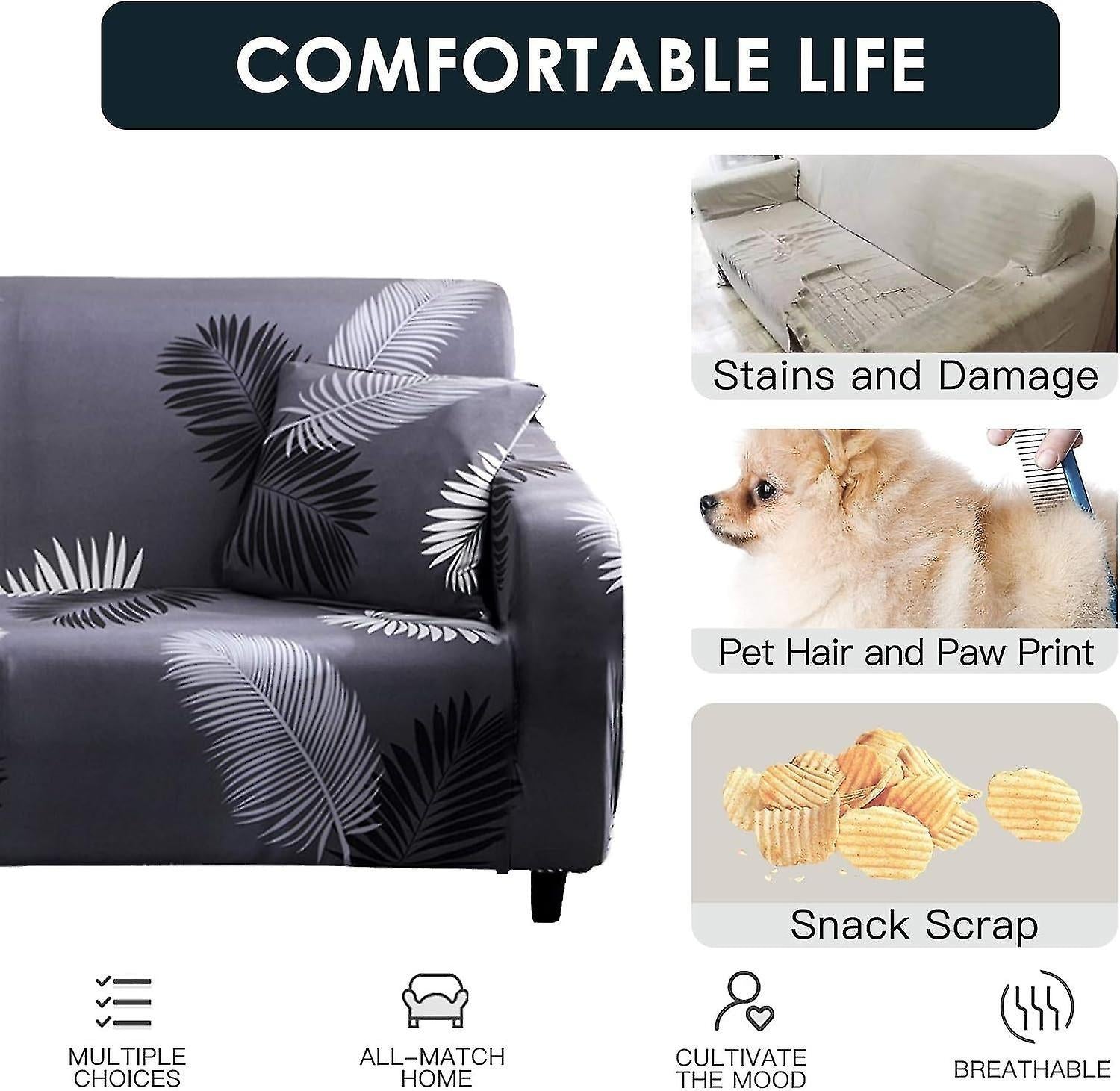 3 Seater Elastic Sofa Cover with Armrests Universal Sofa Protector
