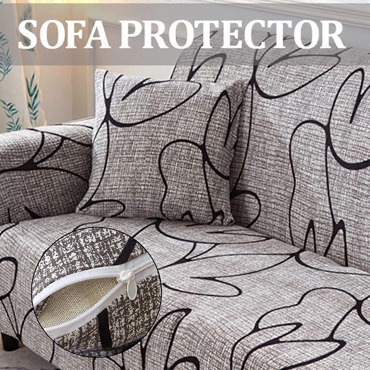 2 Seater Waterproof Elastic Sofa Cover Set Dustproof Sofa Protector with Cushion Mat 145-180cm