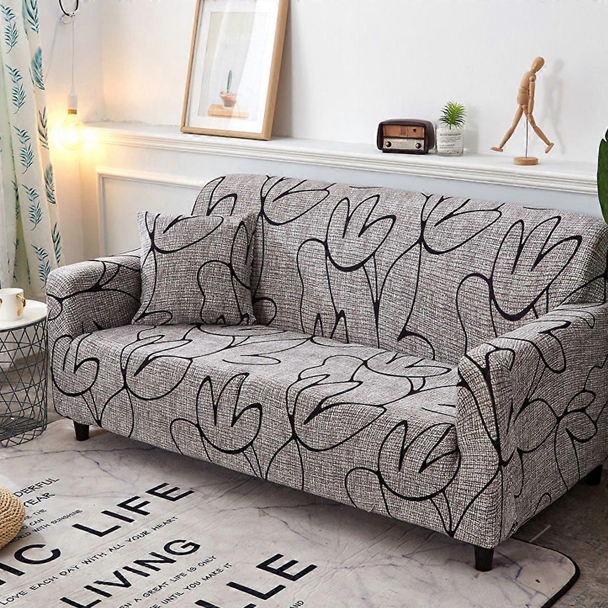 2 Seater Waterproof Elastic Sofa Cover Set Dustproof Sofa Protector with Cushion Mat 145-180cm