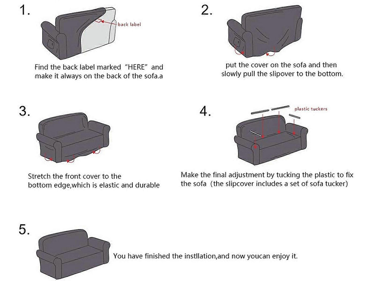 Stretch Sofa Cover for 2 Seats - Grey Slipcover
